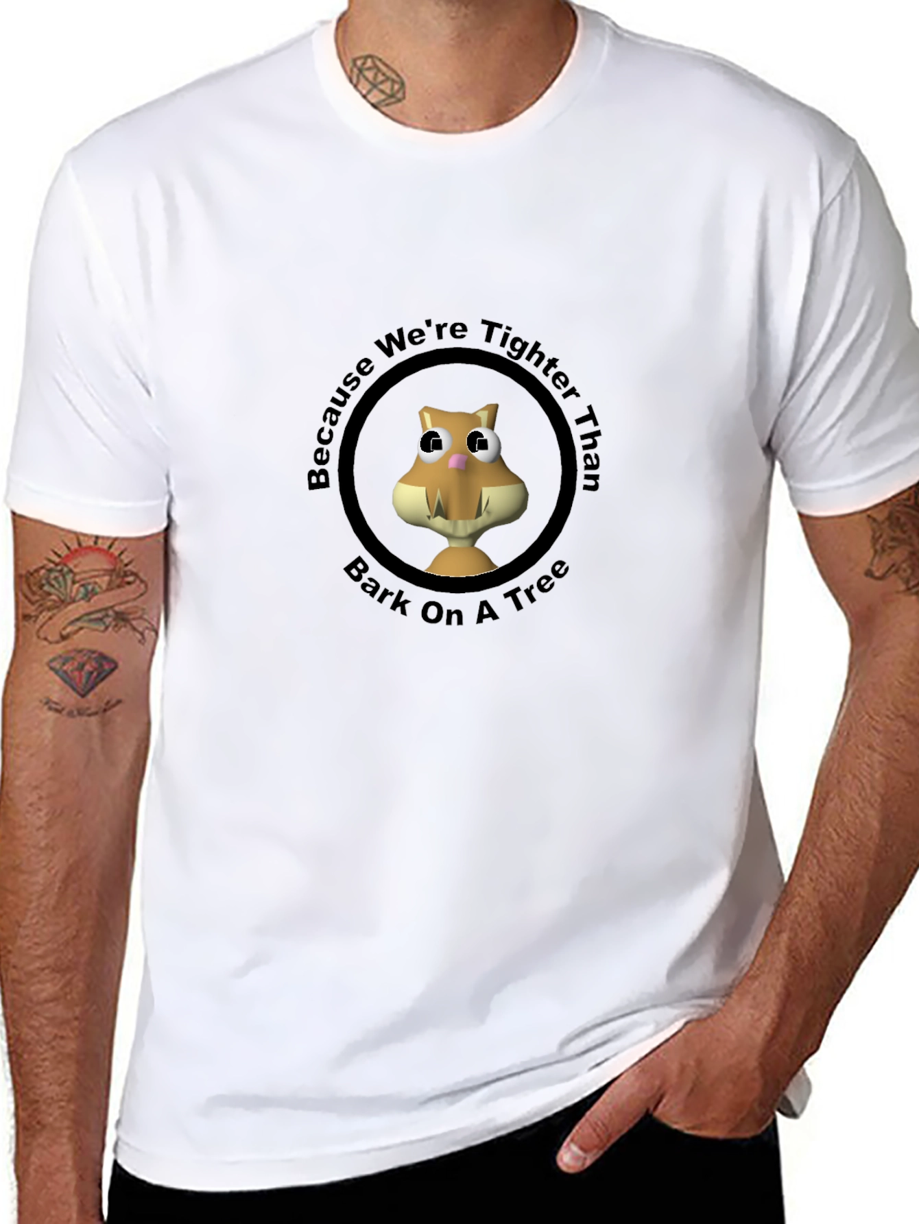 Tighter Than Bark Tee - Novelty Squirrel Graphic