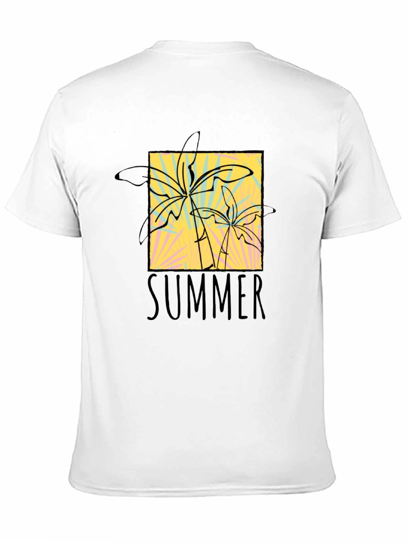 Summer Palms Graphic Tee - Black Cotton T-Shirt