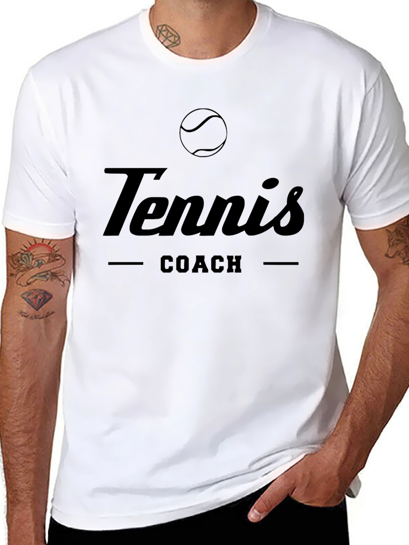 Tennis Coach Graphic Tee - Black Cotton T-Shirt