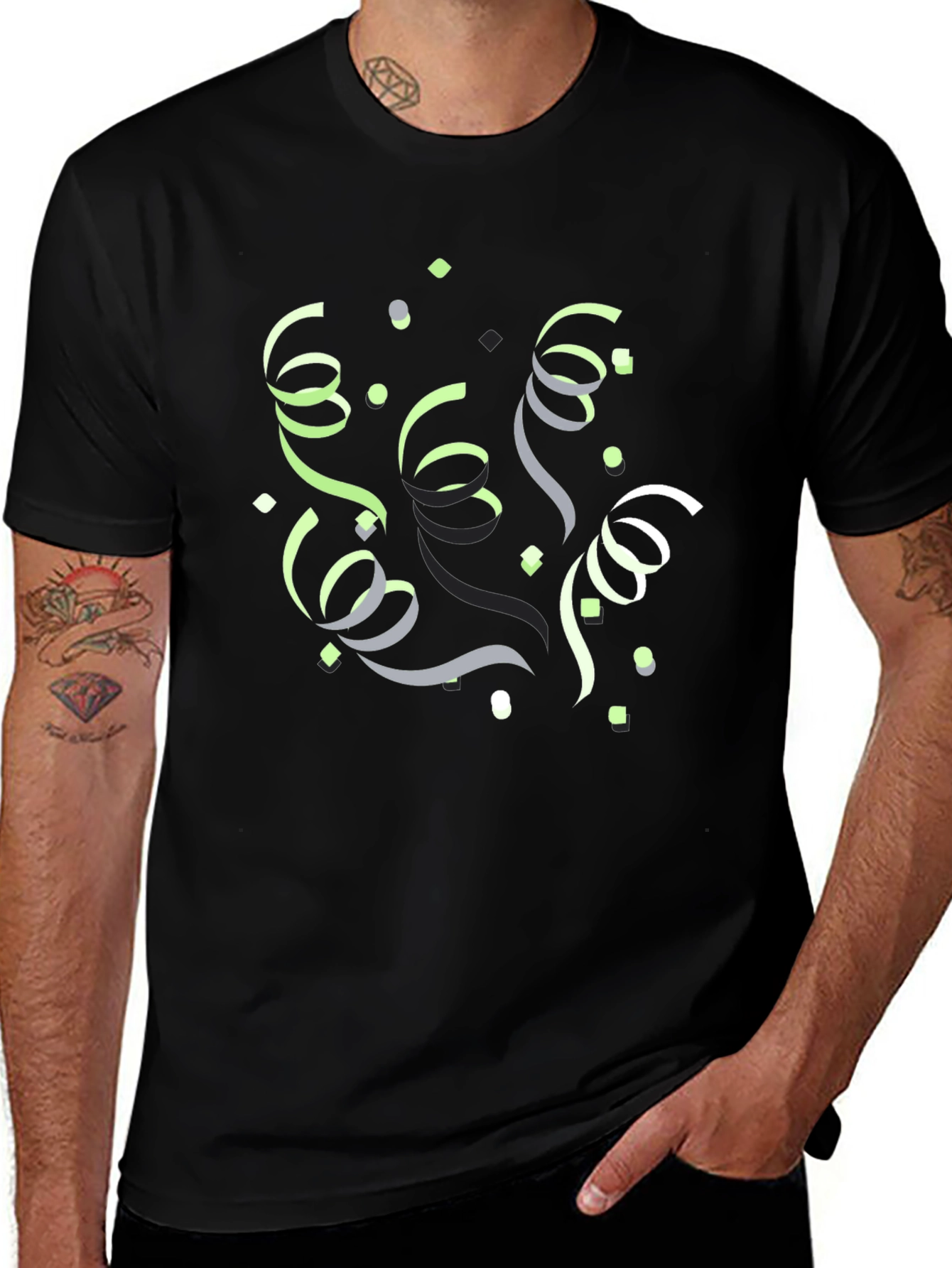 Festive Confetti Graphic T-Shirt - Black