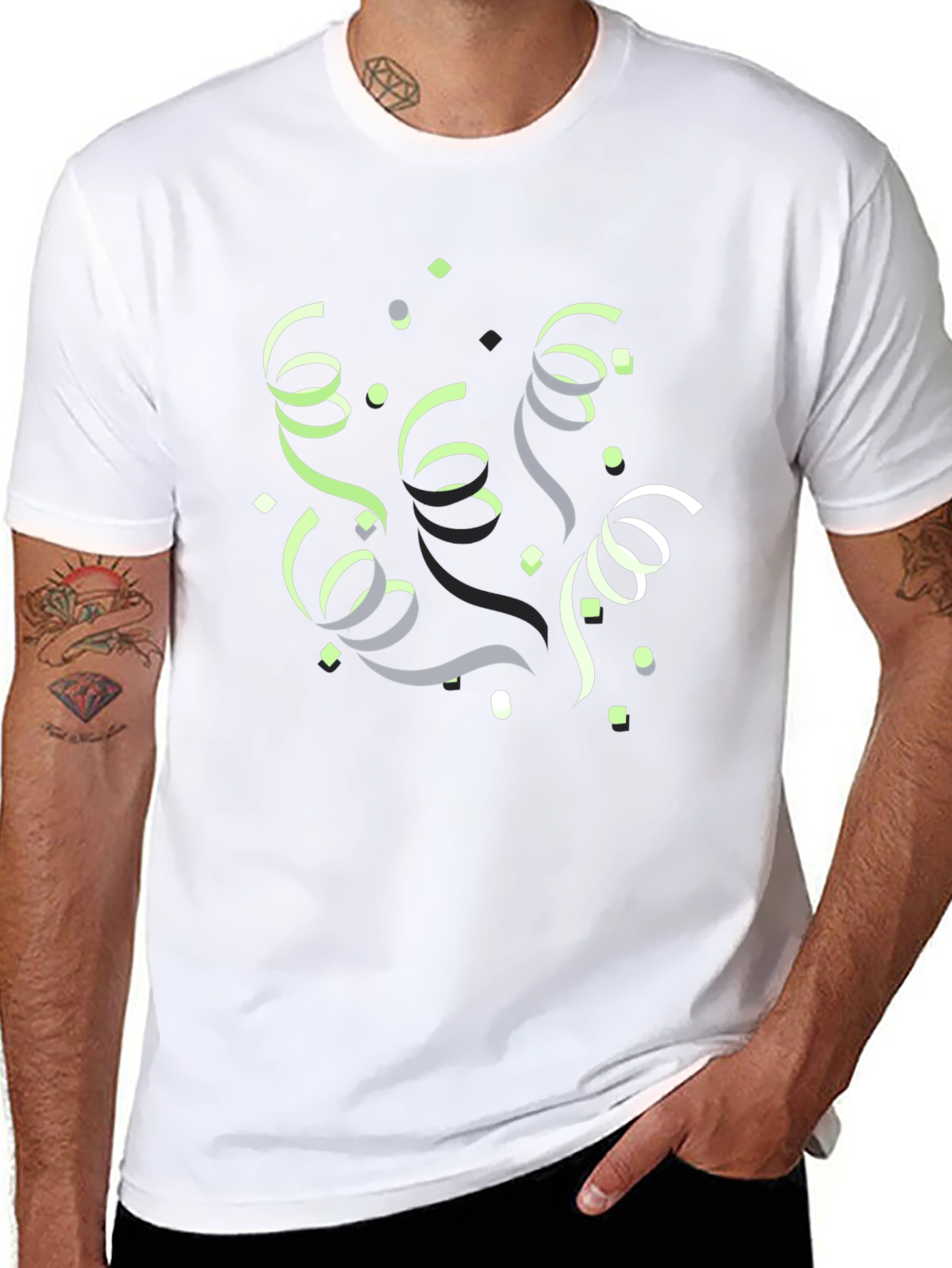 Festive Confetti Graphic T-Shirt - Black
