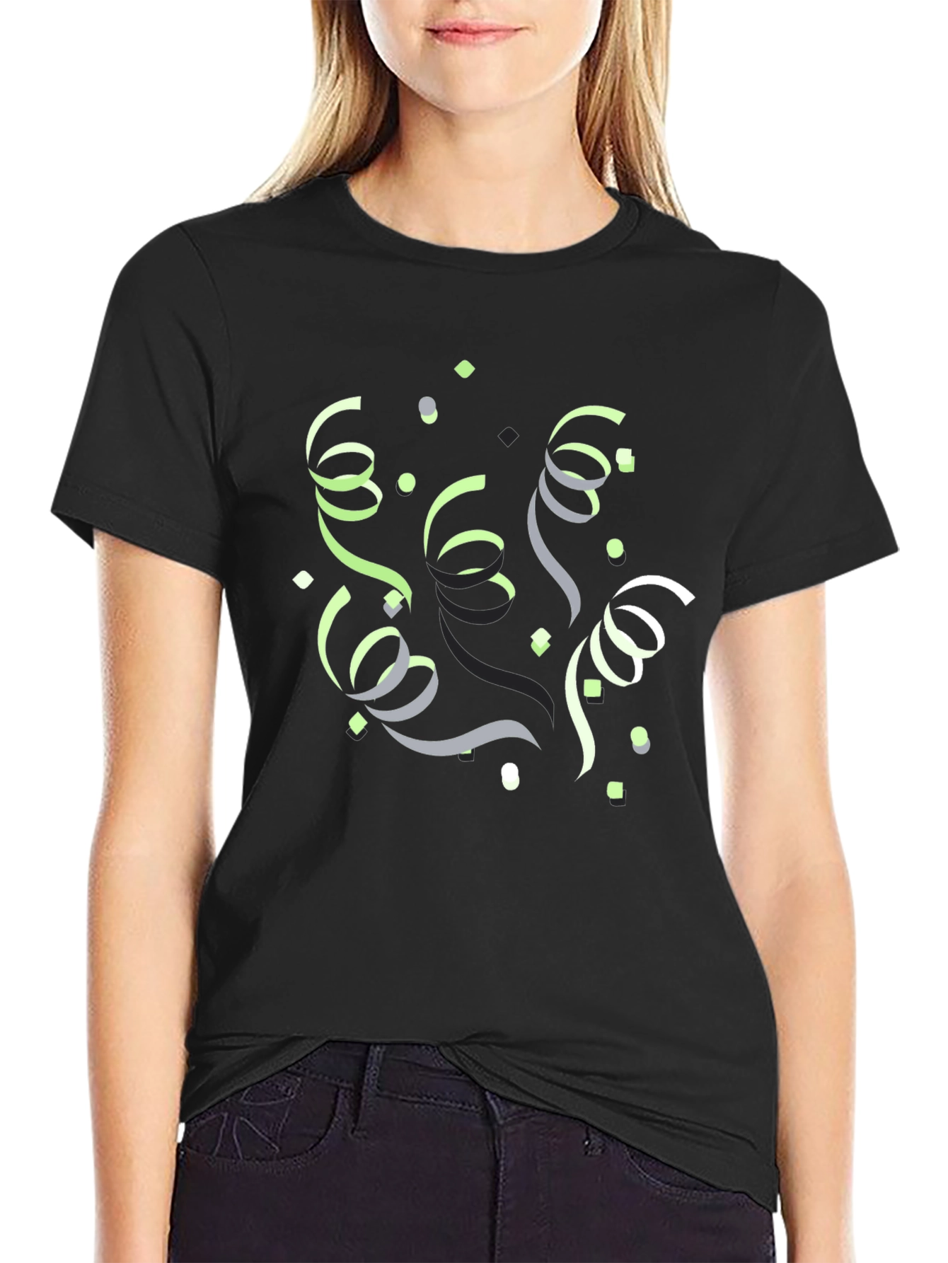 Festive Confetti Graphic T-Shirt - Black