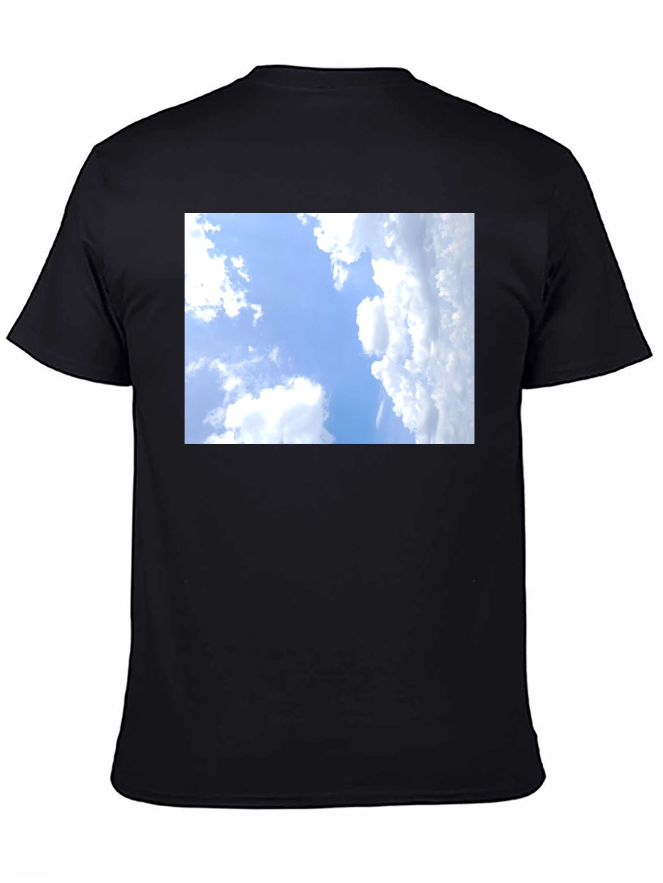 Sky Clouds Graphic Tee - Black Cotton T-Shirt