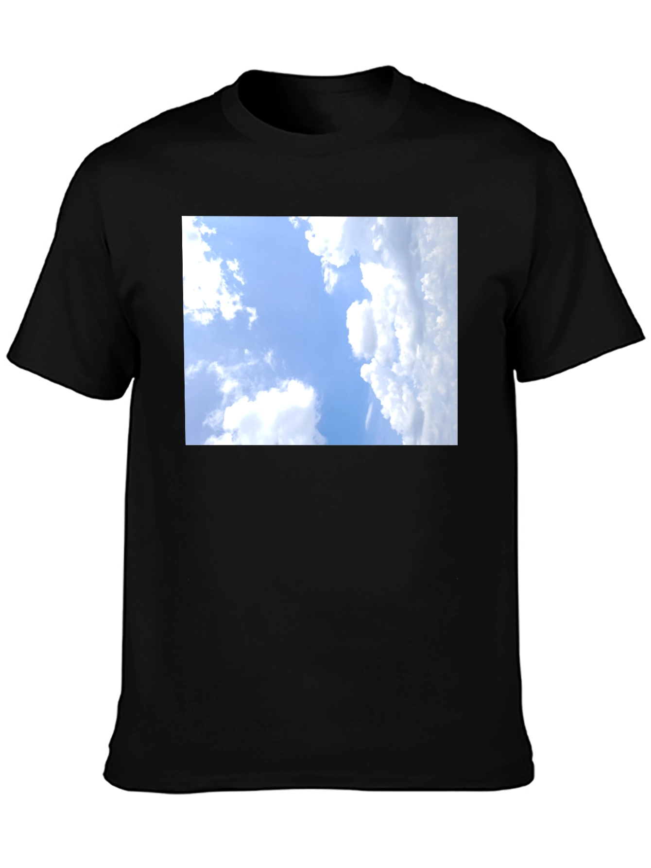 Sky Clouds Graphic Tee - Black Cotton T-Shirt