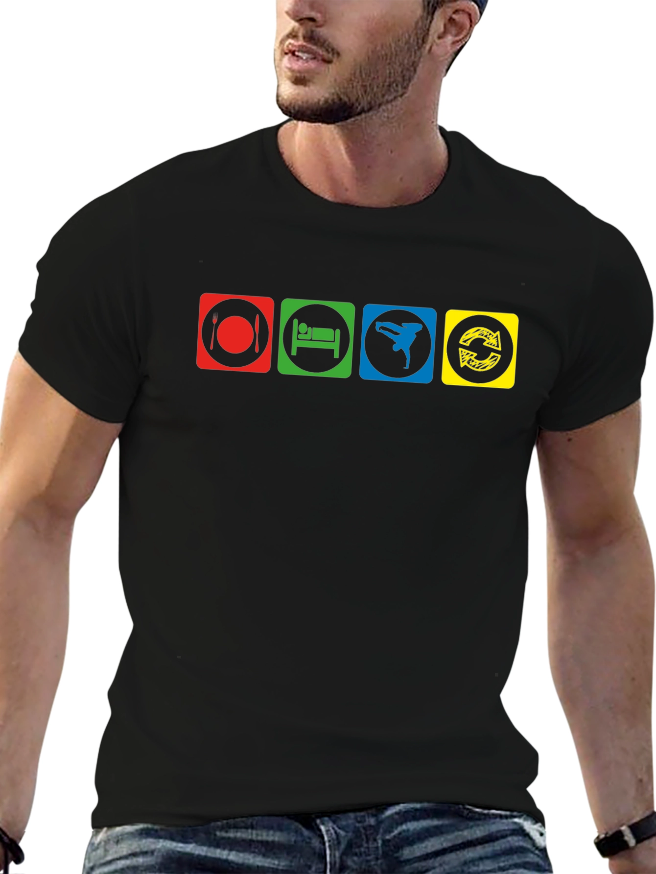 Eat Sleep Breakdance Repeat Black T-Shirt