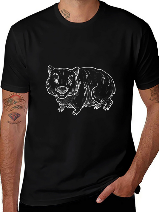 Wombat Graphic Tee - Black Casual T-Shirt
