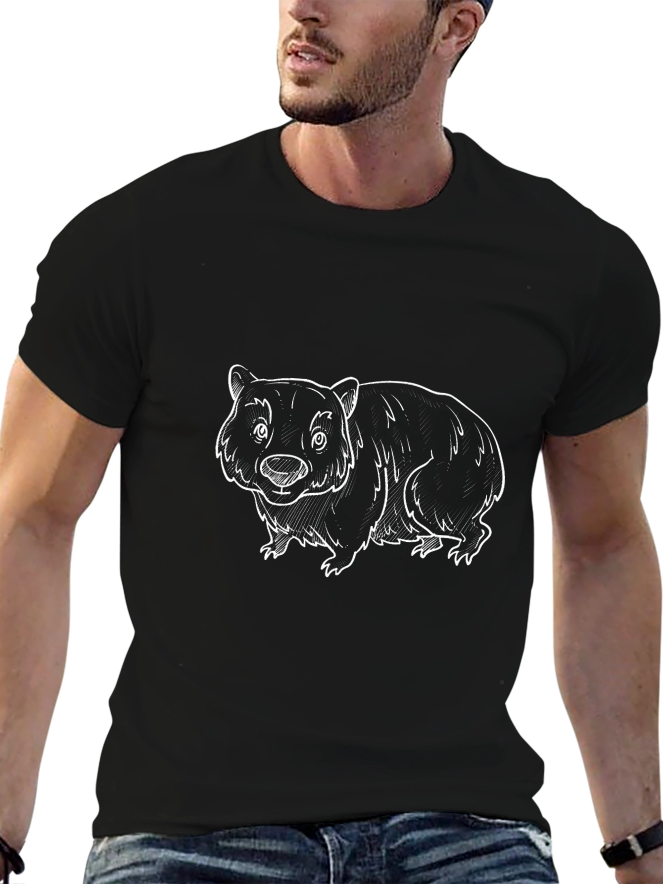 Wombat Graphic Tee - Black Casual T-Shirt