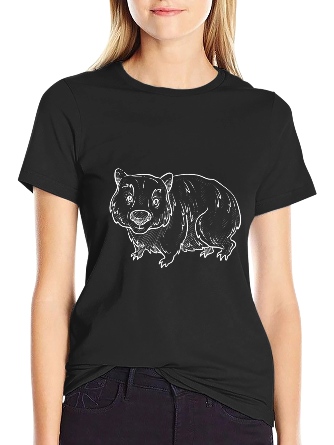 Wombat Graphic Tee - Black Casual T-Shirt
