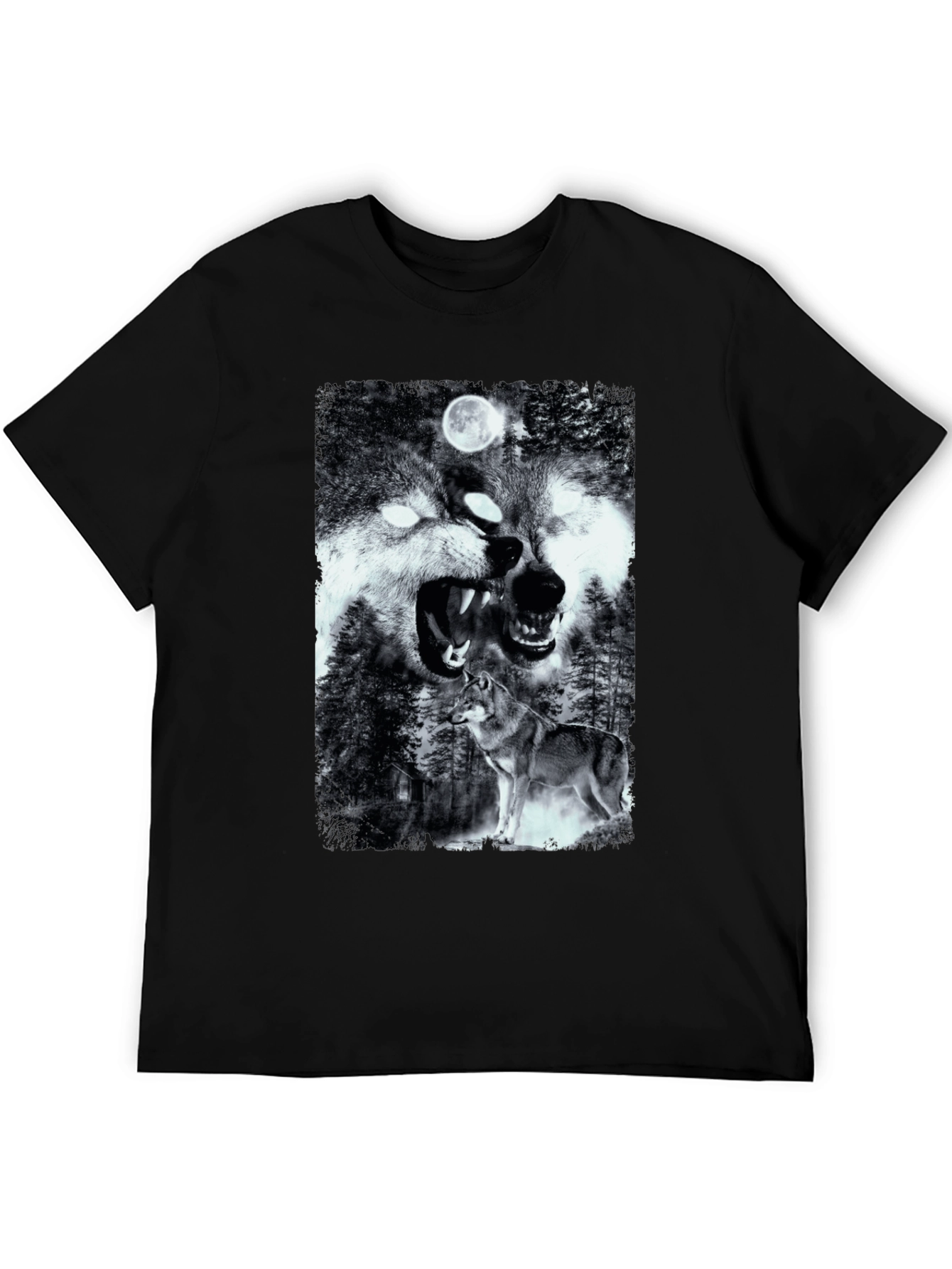 Wolf Pack Graphic T-Shirt - Black Cotton Tee