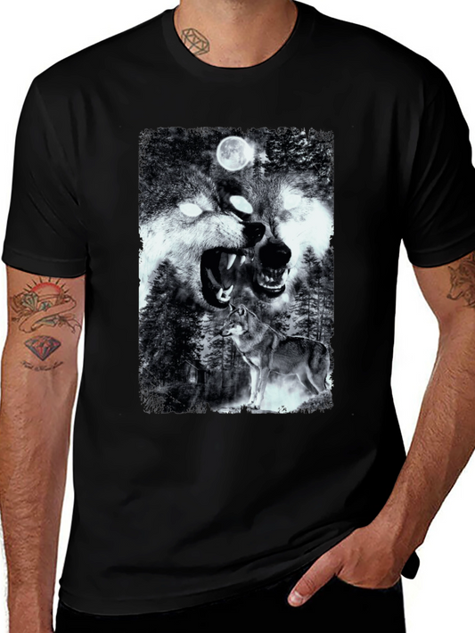 Wolf Pack Graphic T-Shirt - Black Cotton Tee