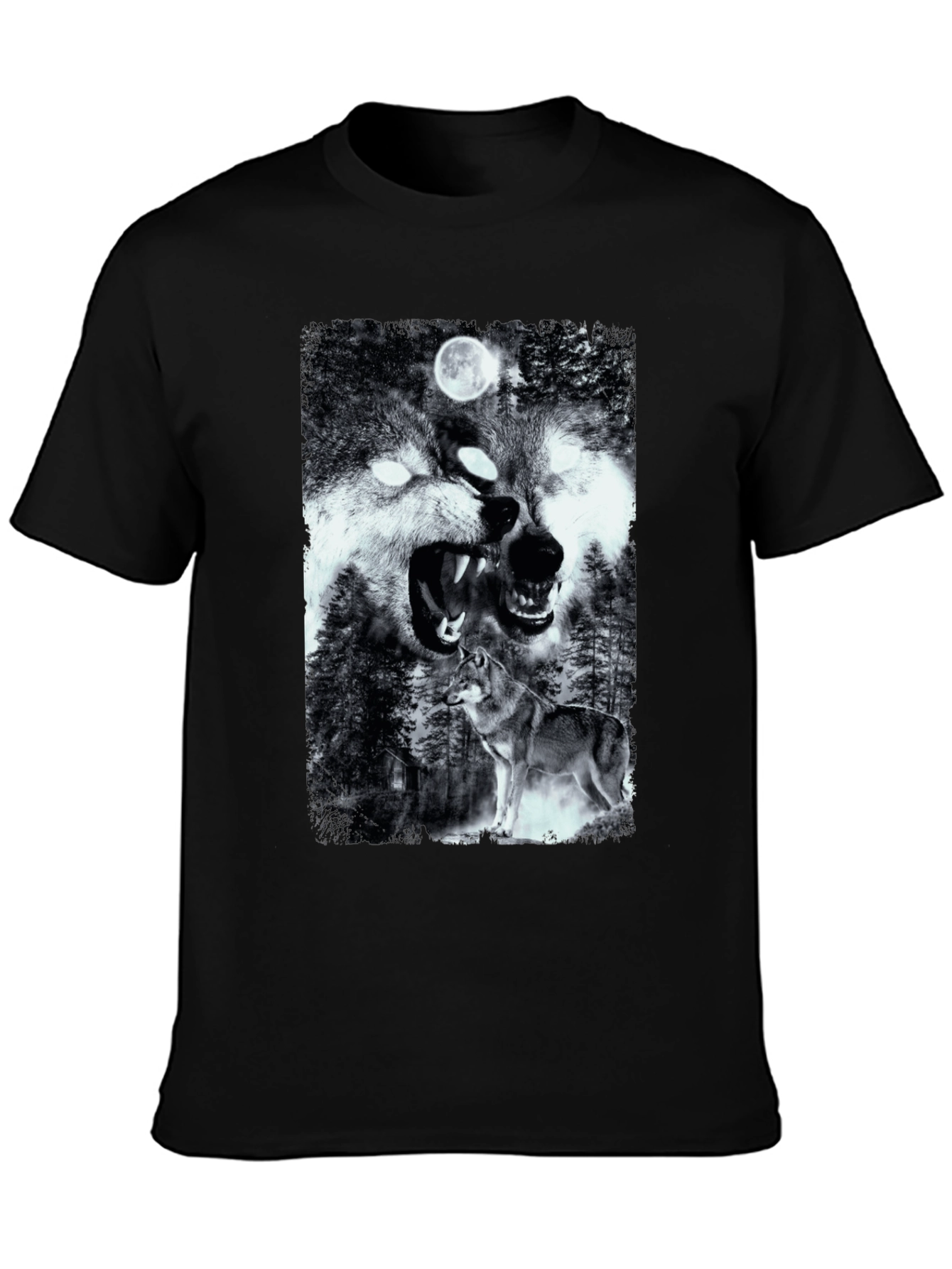 Wolf Pack Graphic T-Shirt - Black Cotton Tee