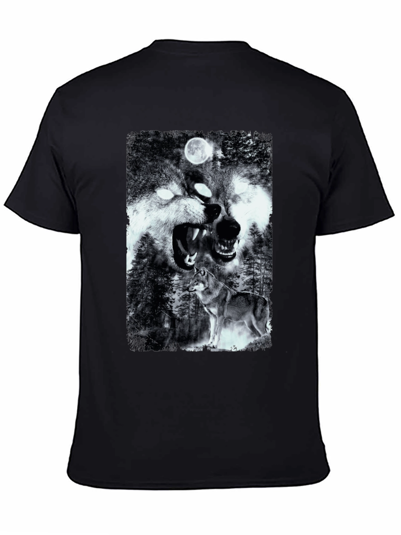 Wolf Pack Graphic T-Shirt - Black Cotton Tee