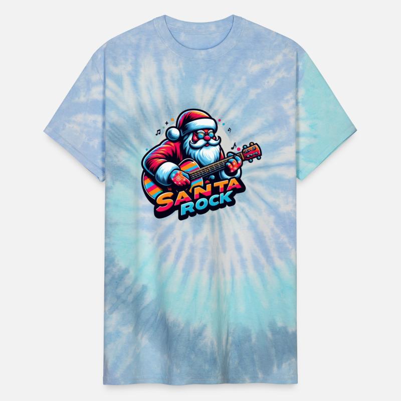 santa rock play the guitar