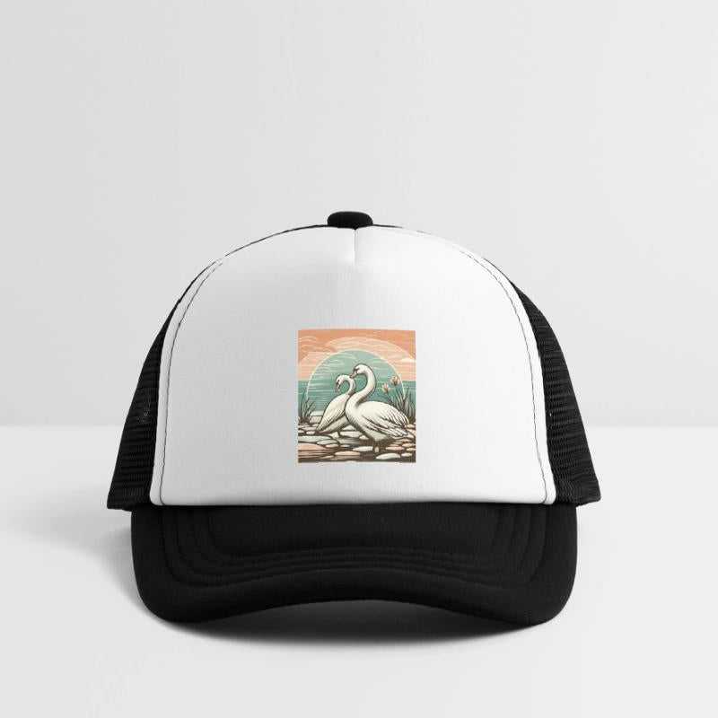 Serene Swan Duo Sunset Scene