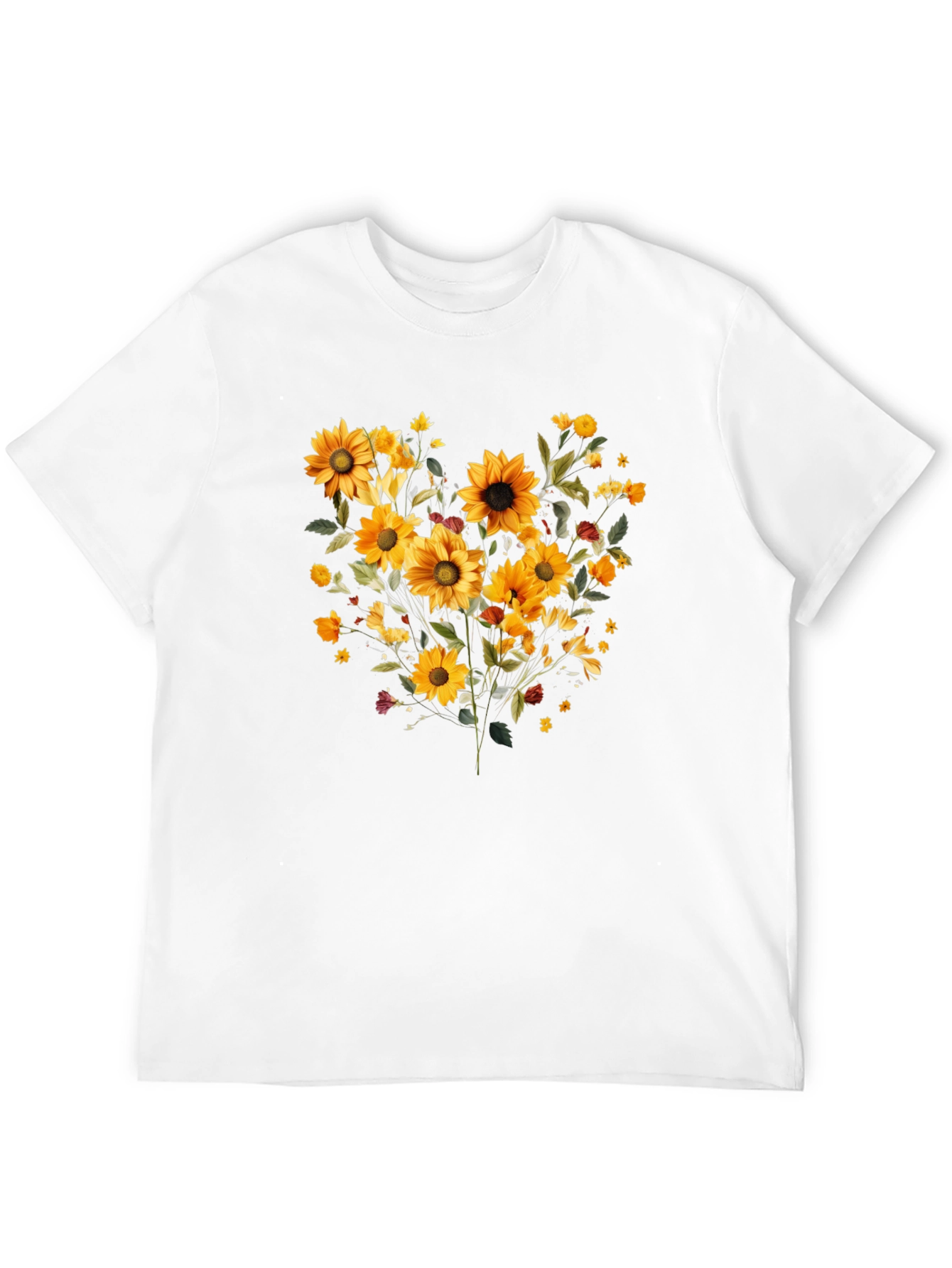 Sunflower Bouquet Graphic Print Black Tee