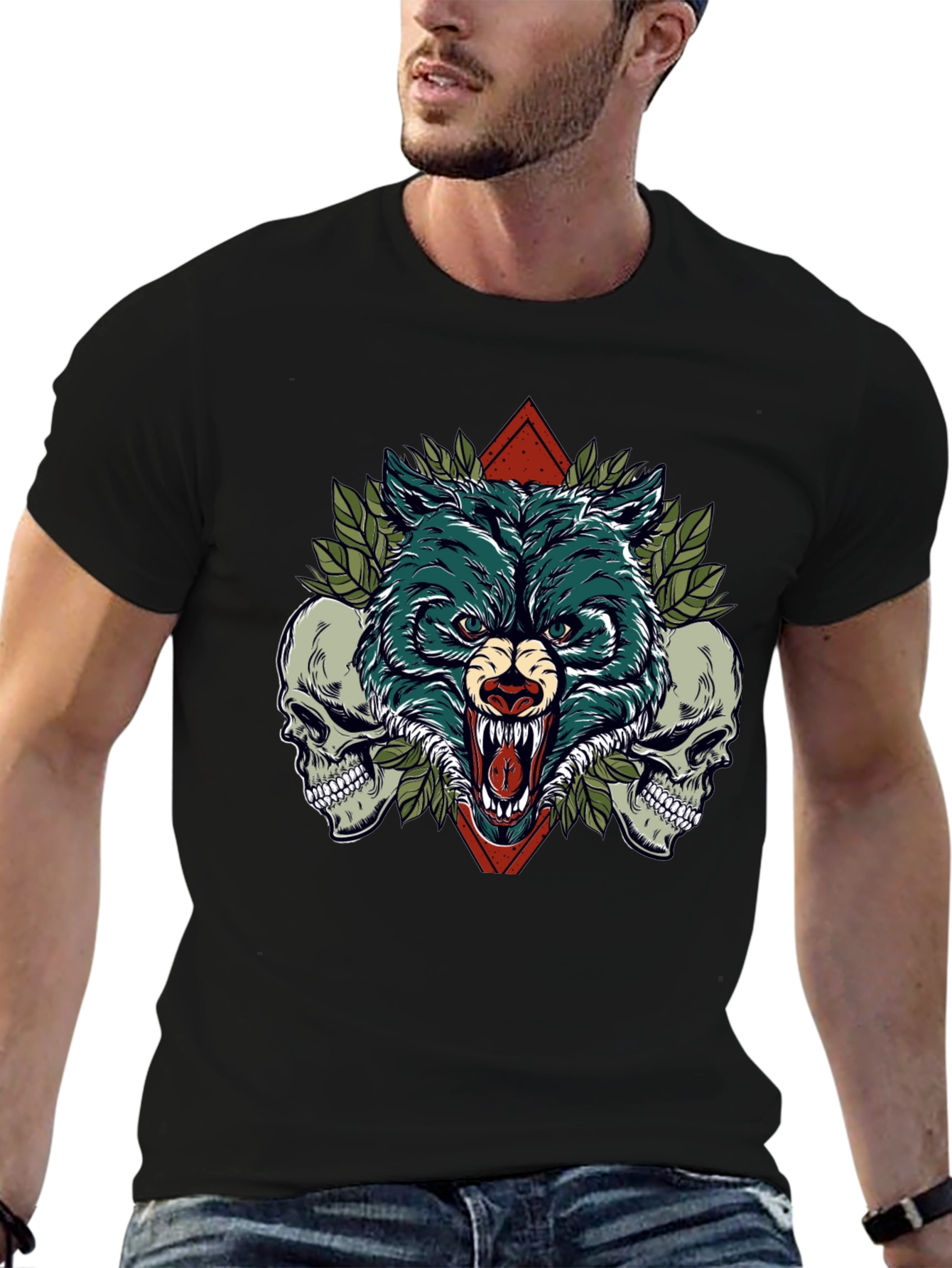 Wolf and Skulls Graphic Tee