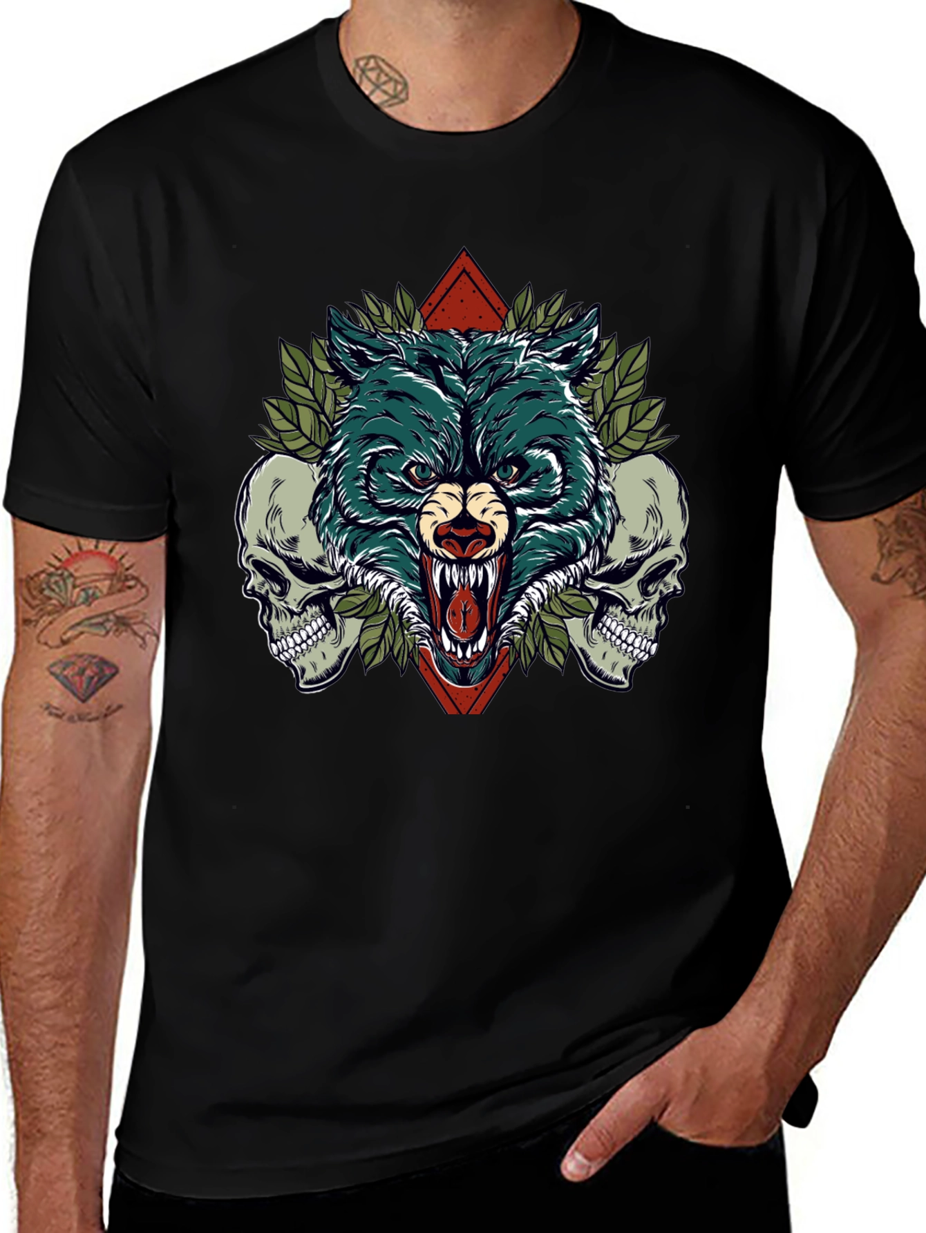 Wolf and Skulls Graphic Tee