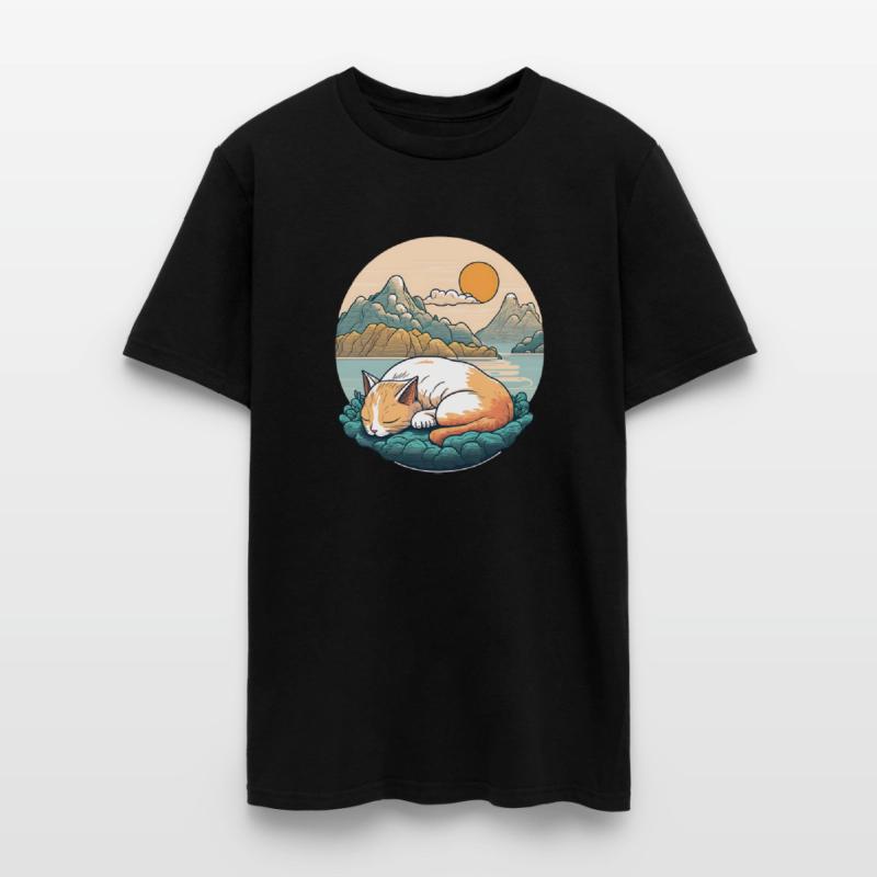 Sleeping Cat, Asian Art Style