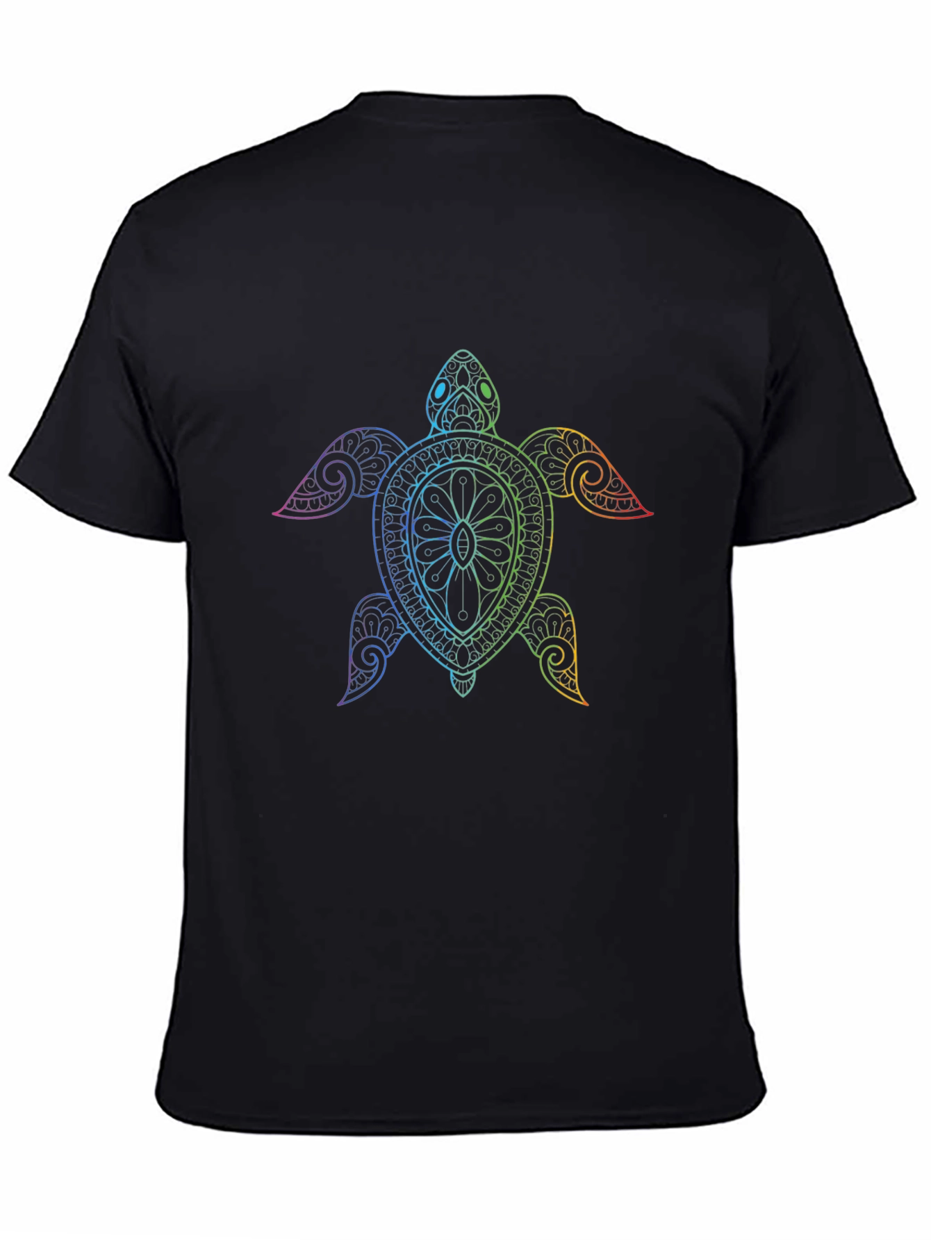 Rainbow Turtle Graphic Tee - Stylish Mens Black T-Shirt