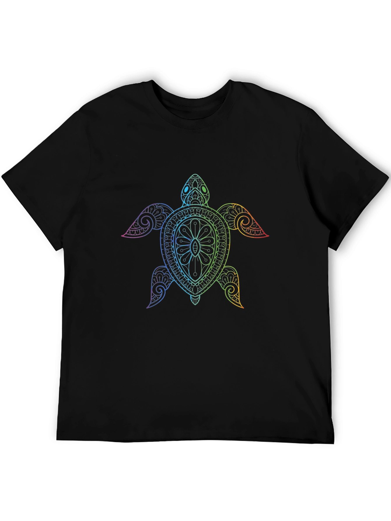 Rainbow Turtle Graphic Tee - Stylish Mens Black T-Shirt