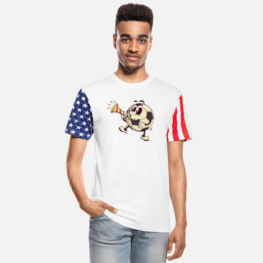 soccer ball cartoon blowing party trumpet