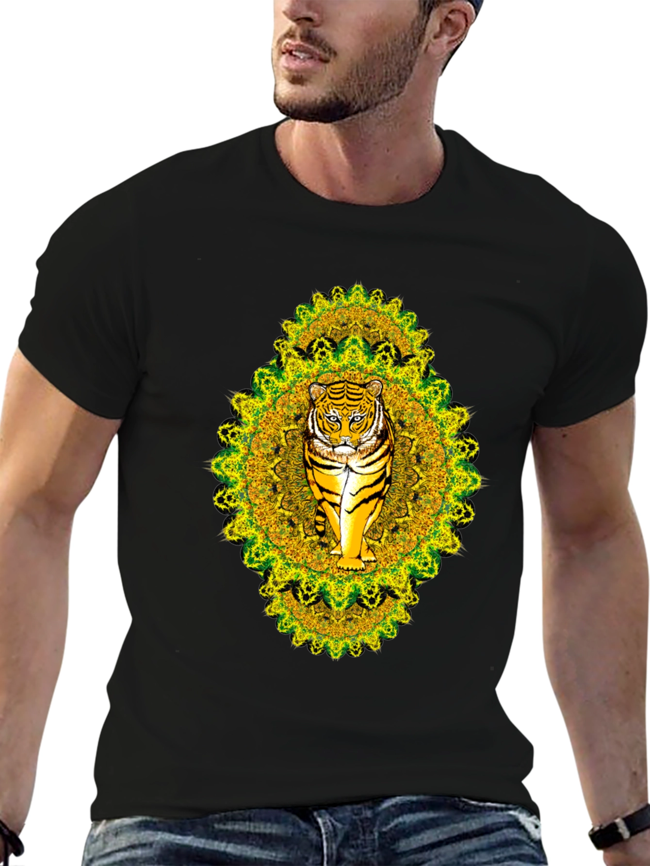 Tiger Mandala Graphic Tee - Black