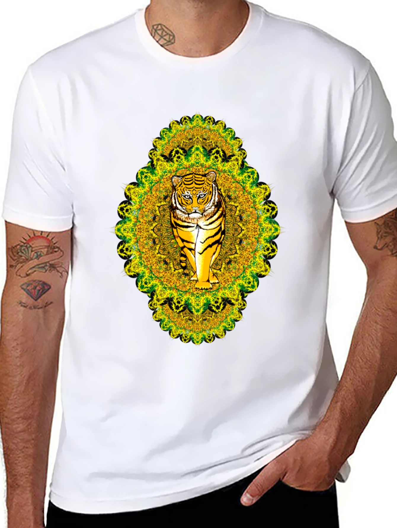 Tiger Mandala Graphic Tee - Black