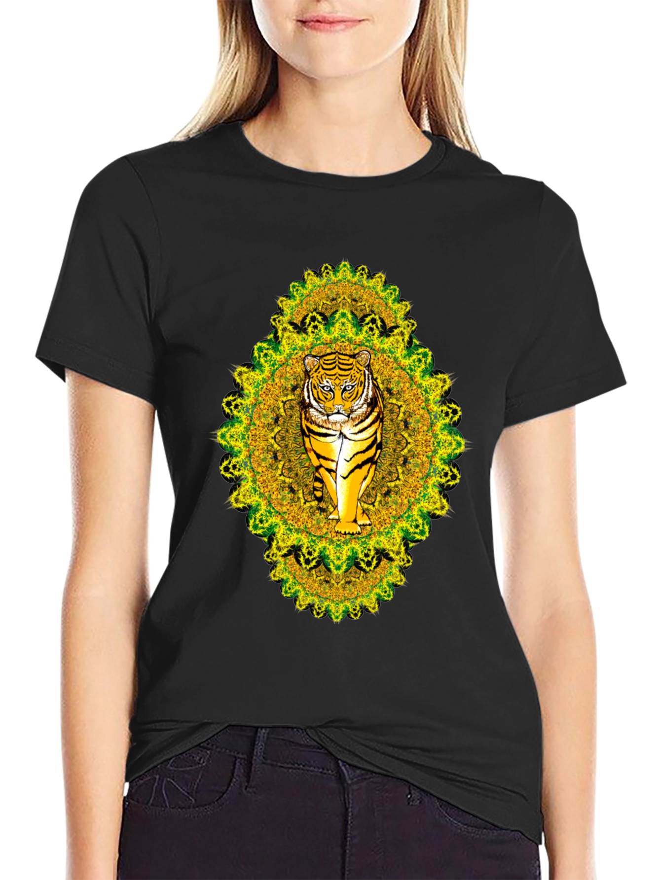 Tiger Mandala Graphic Tee - Black