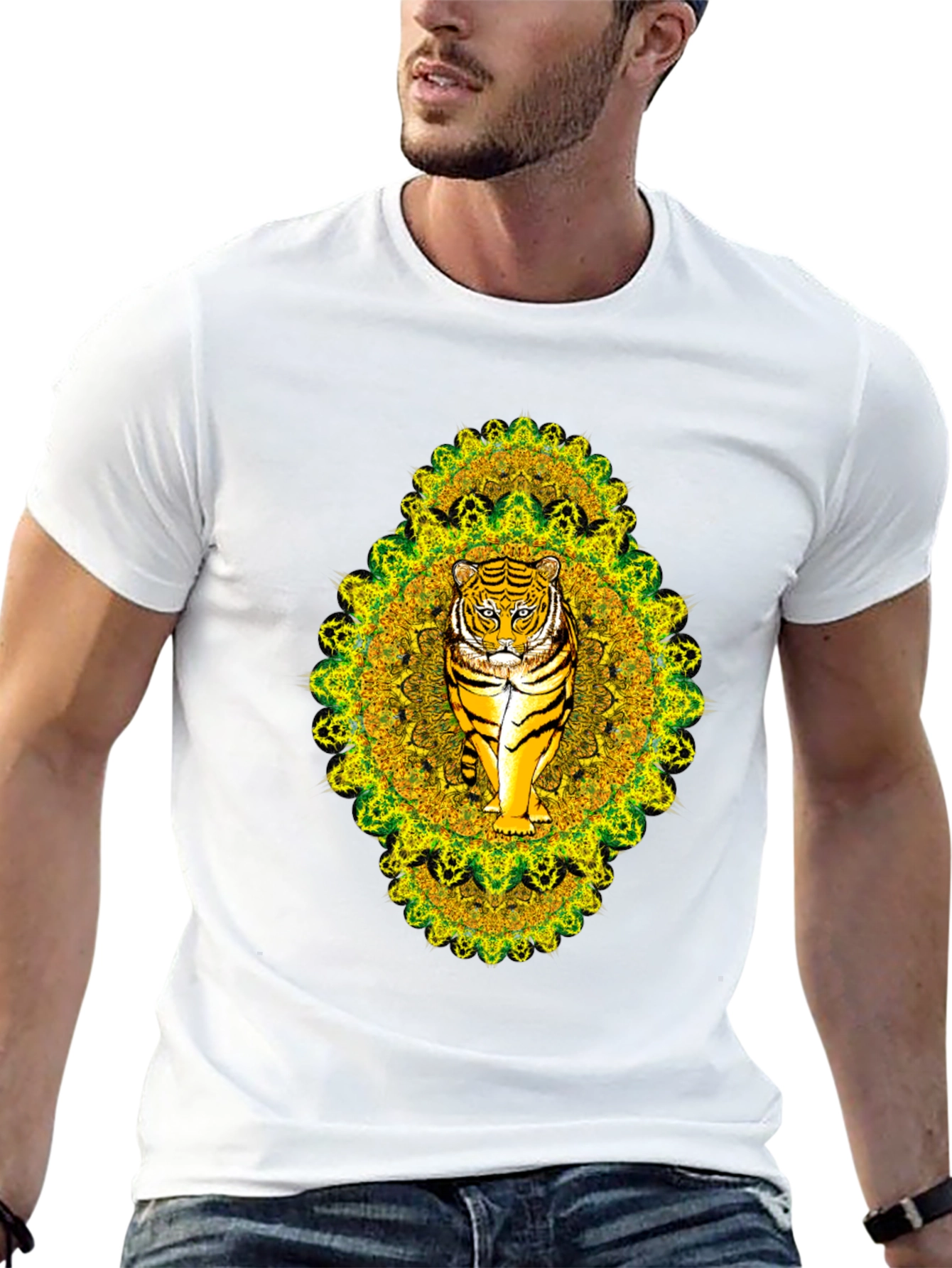 Tiger Mandala Graphic Tee - Black
