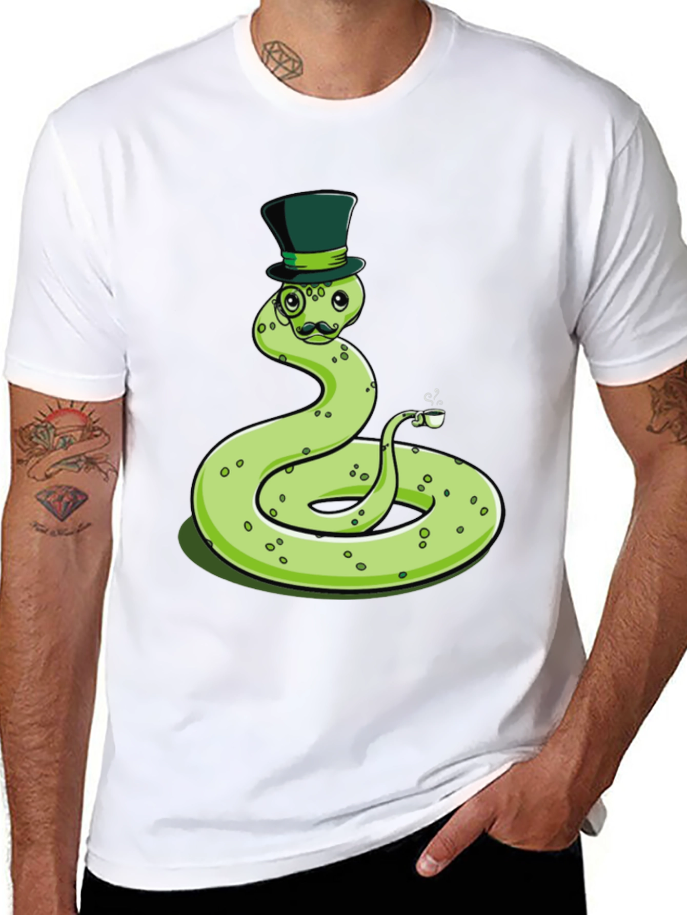 Dapper Snake Tee - Gentleman Reptile Top Hat Monocle