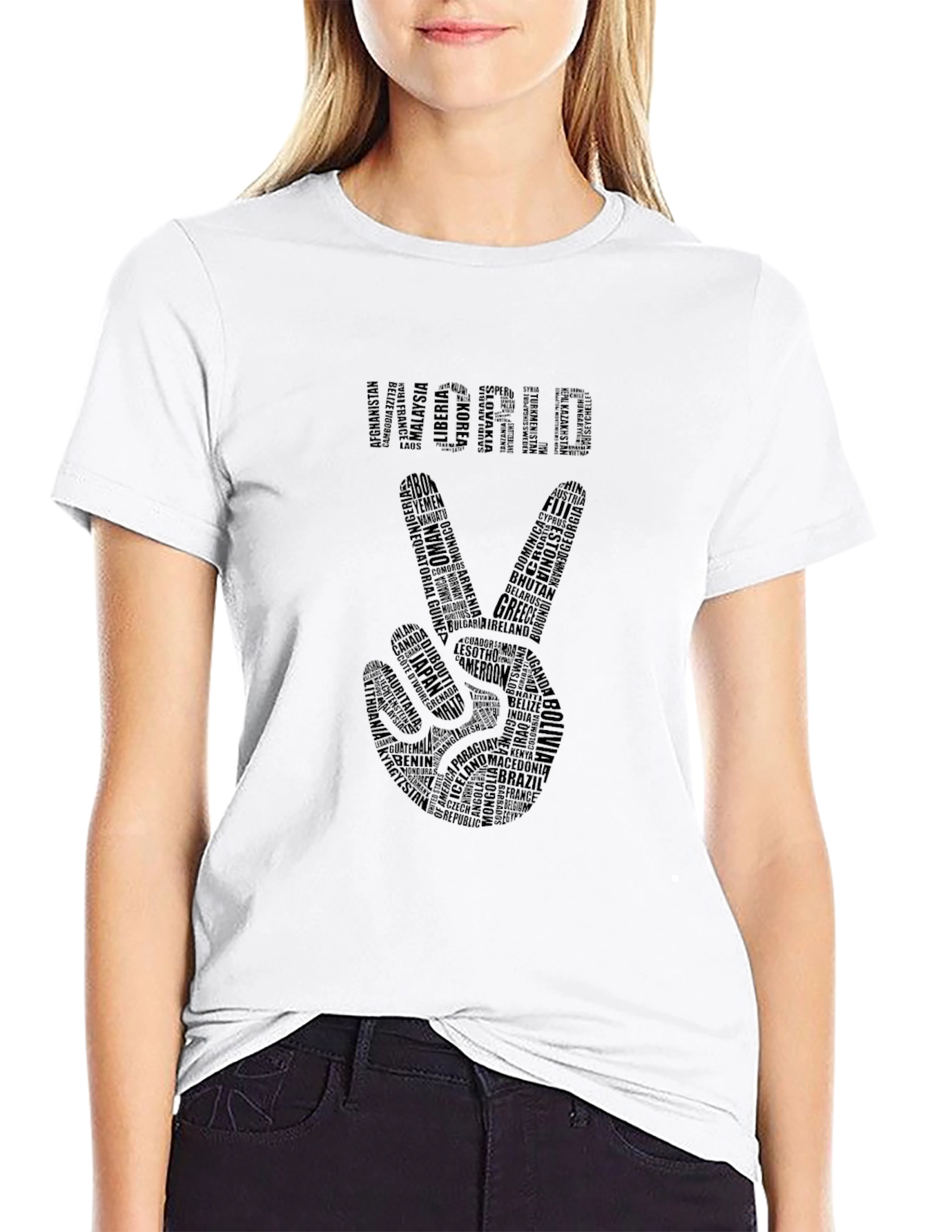 World Peace Sign T-Shirt - Country Names Design