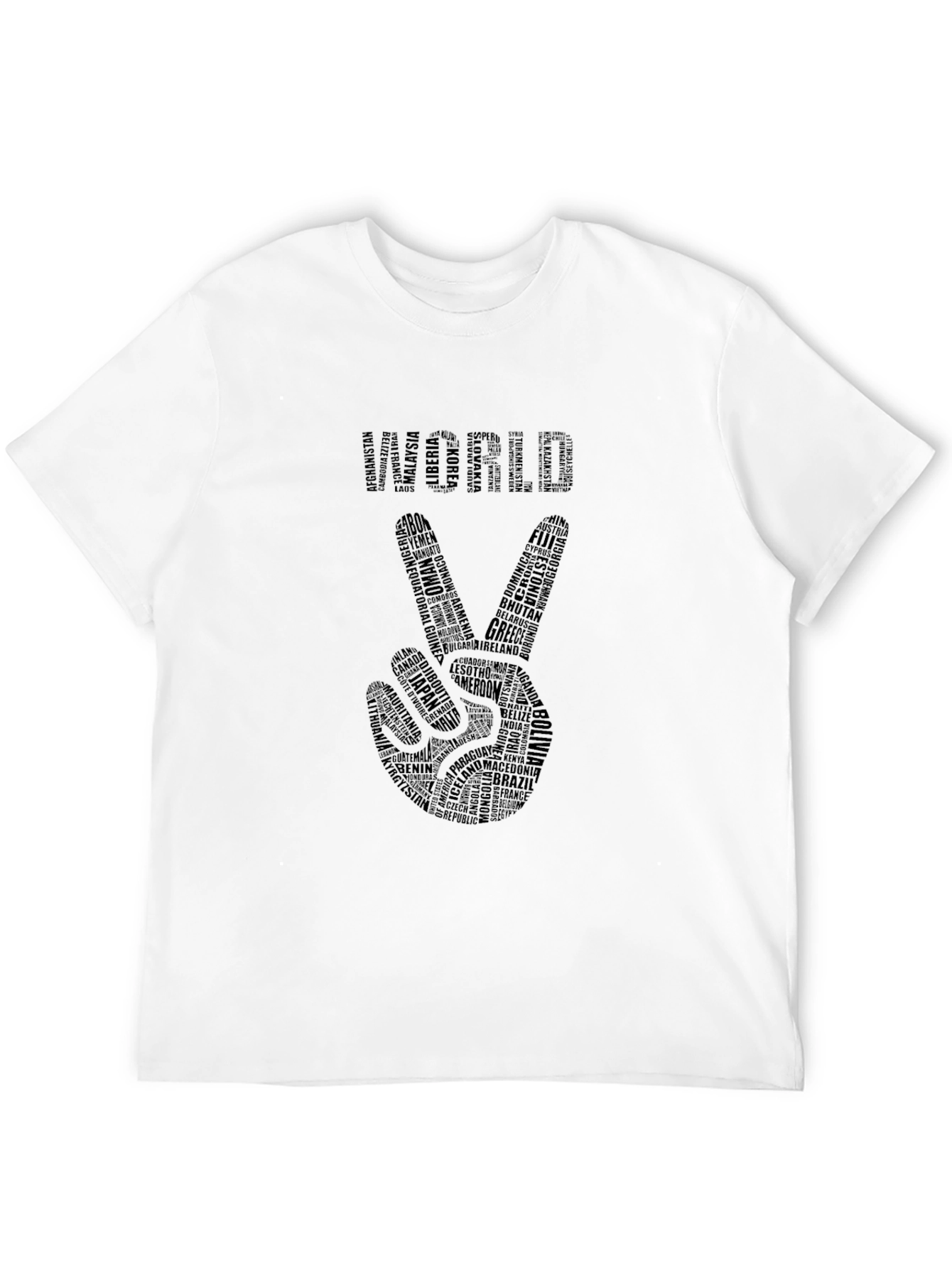 World Peace Sign T-Shirt - Country Names Design