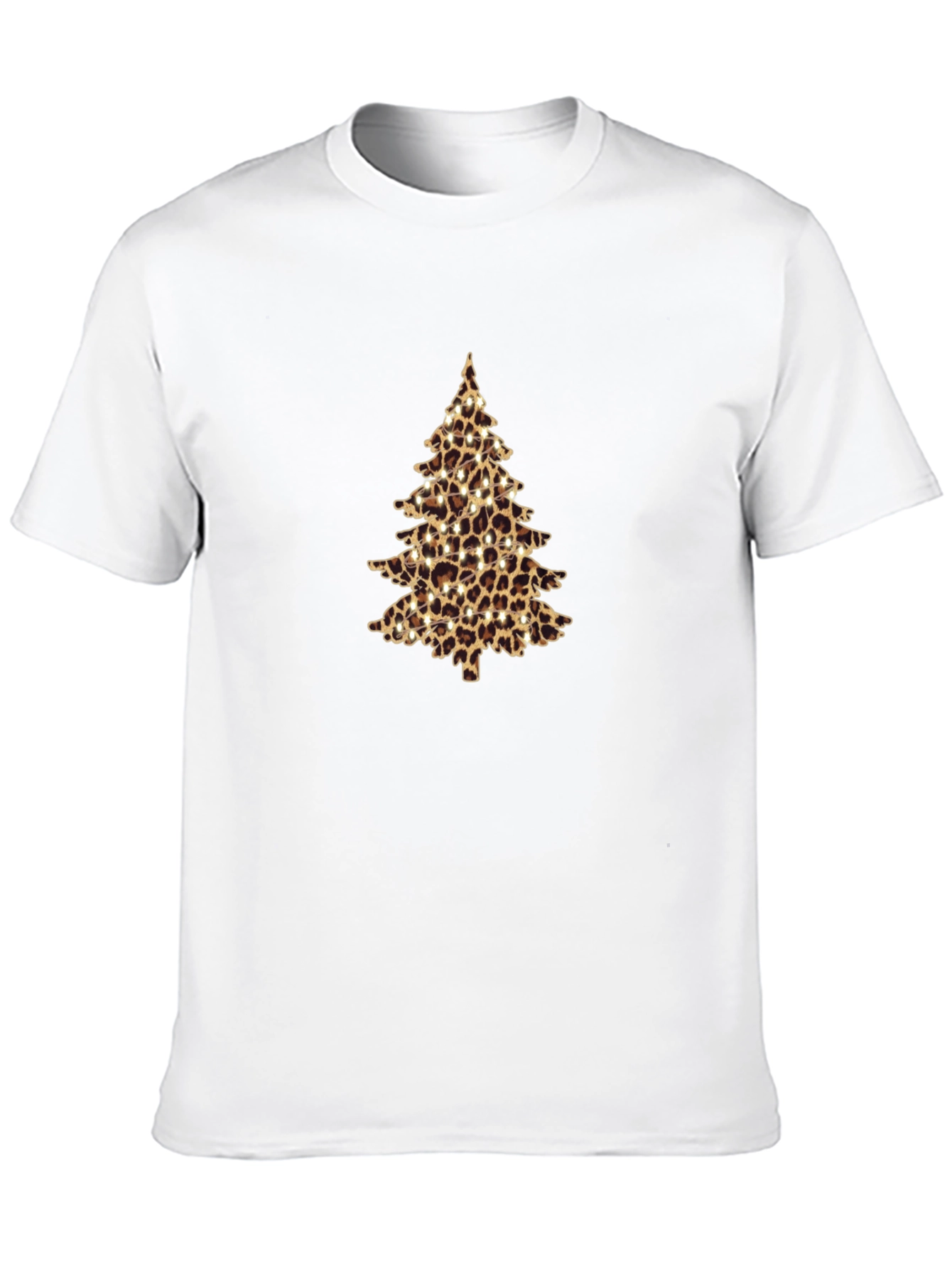 Leopard Print Christmas Tree Black T-Shirt