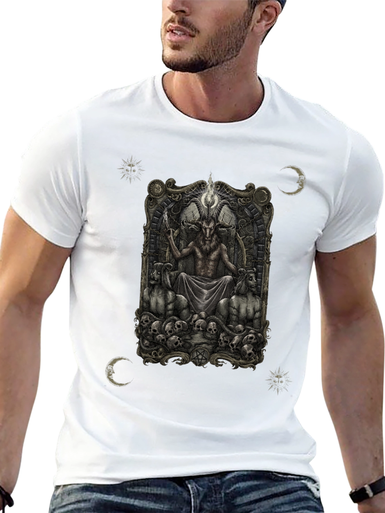 Baphomet Throne Graphic Tee - Dark Occult Style