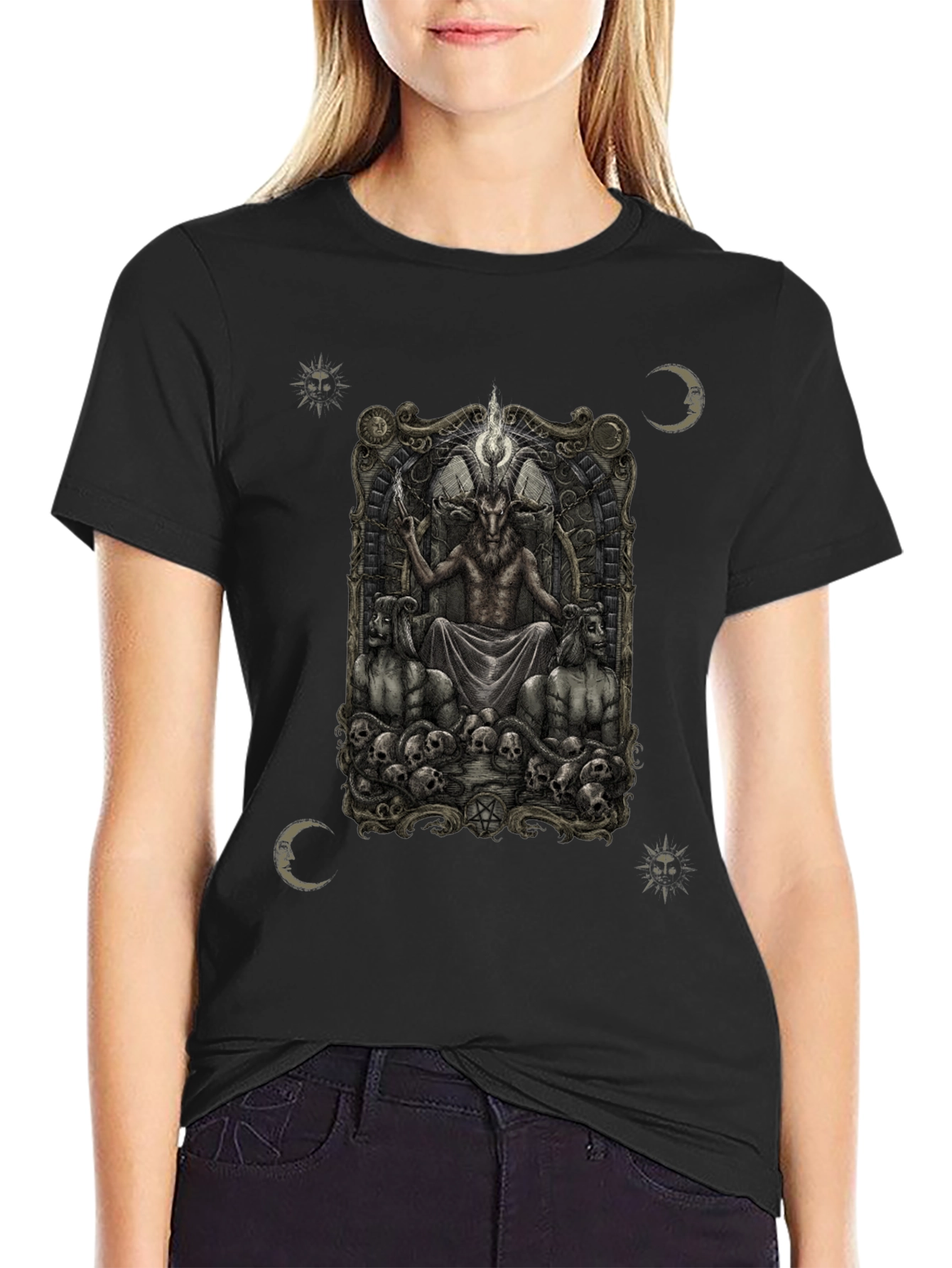 Baphomet Throne Graphic Tee - Dark Occult Style