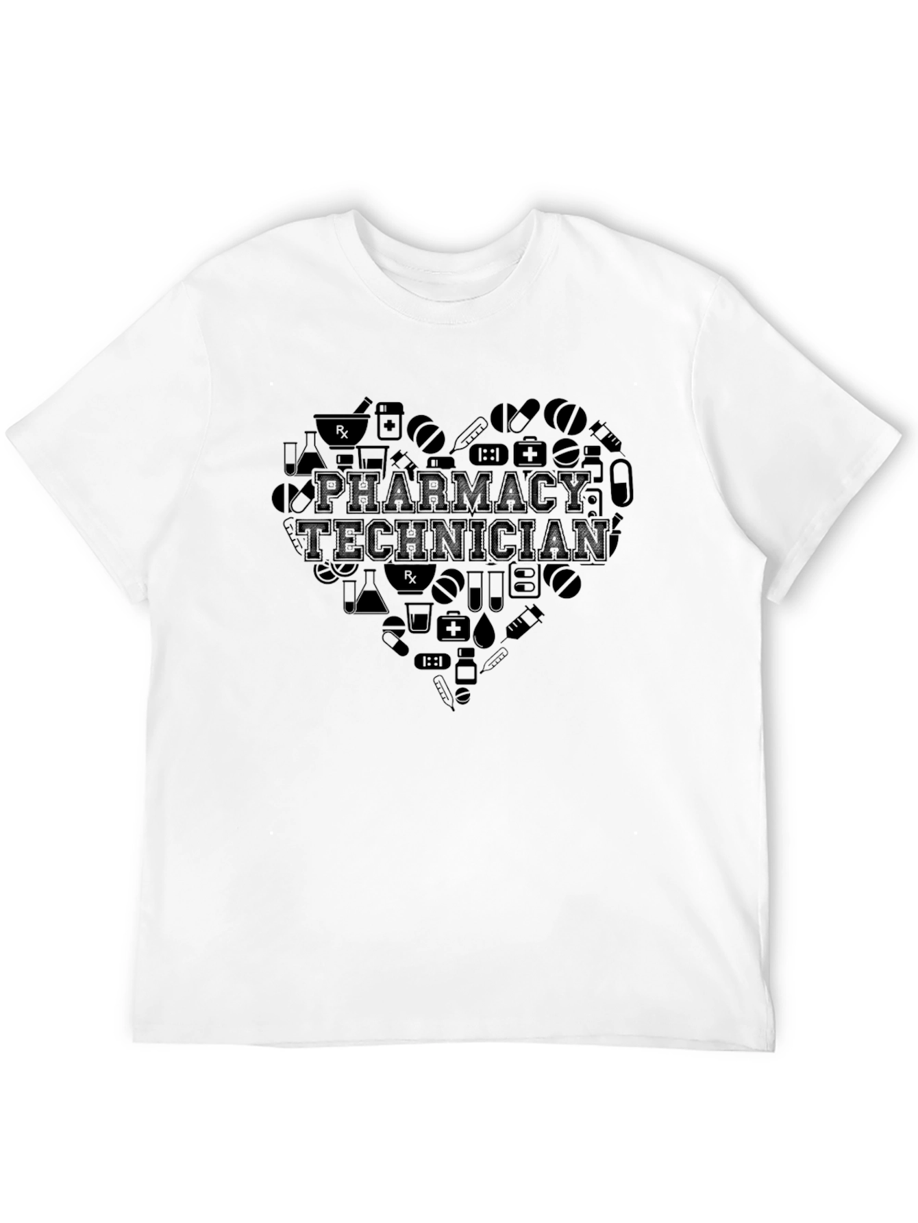 Pharmacy Technician Heart T-Shirt - Black