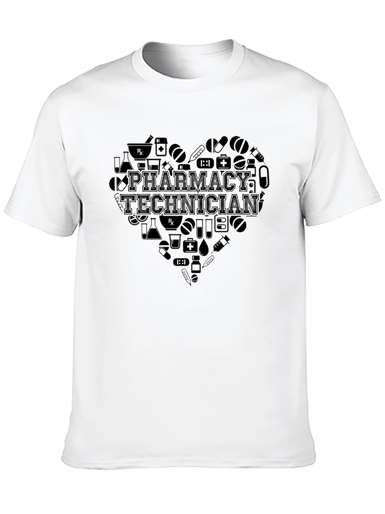 Pharmacy Technician Heart T-Shirt - Black