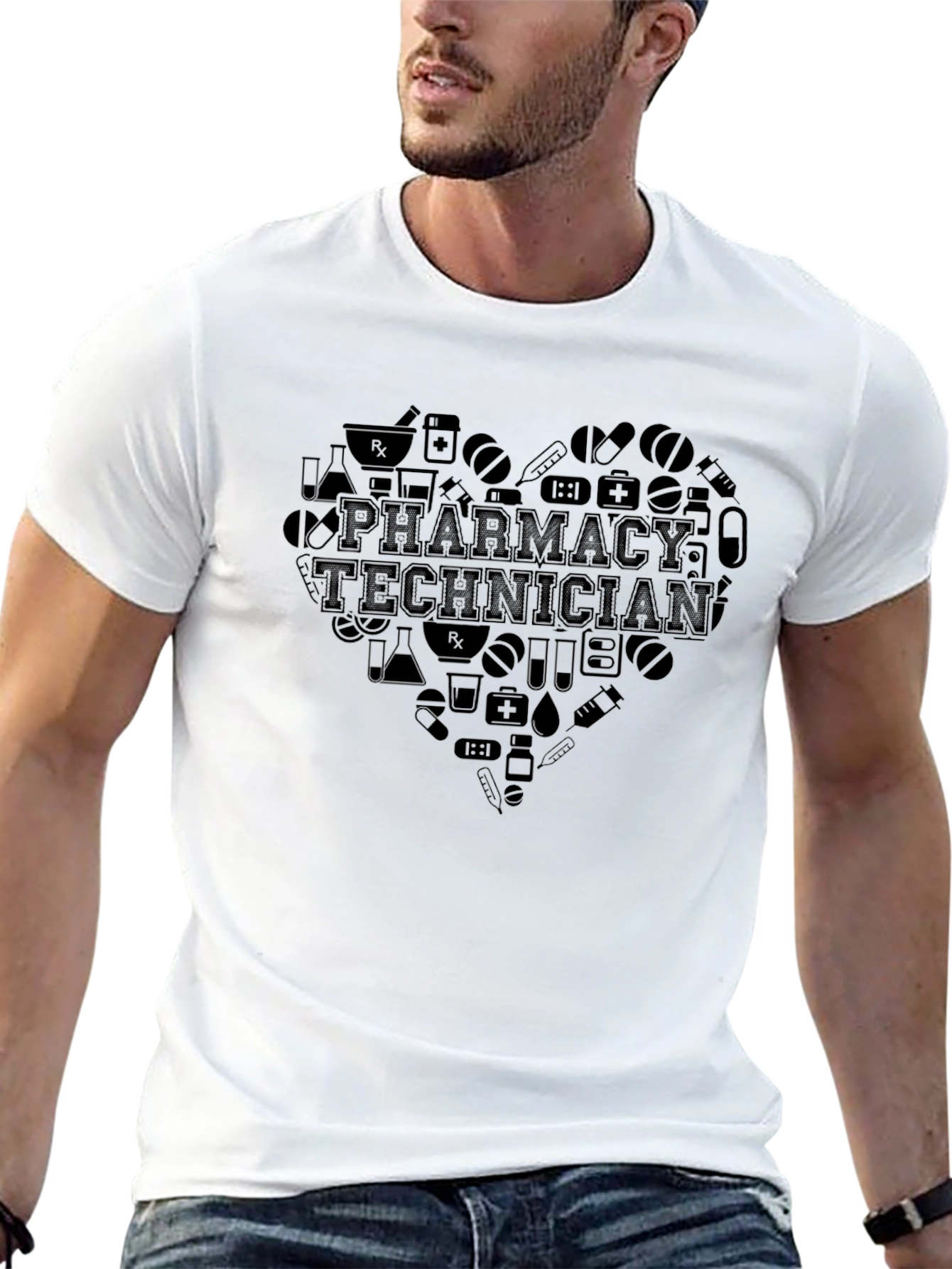 Pharmacy Technician Heart T-Shirt - Black