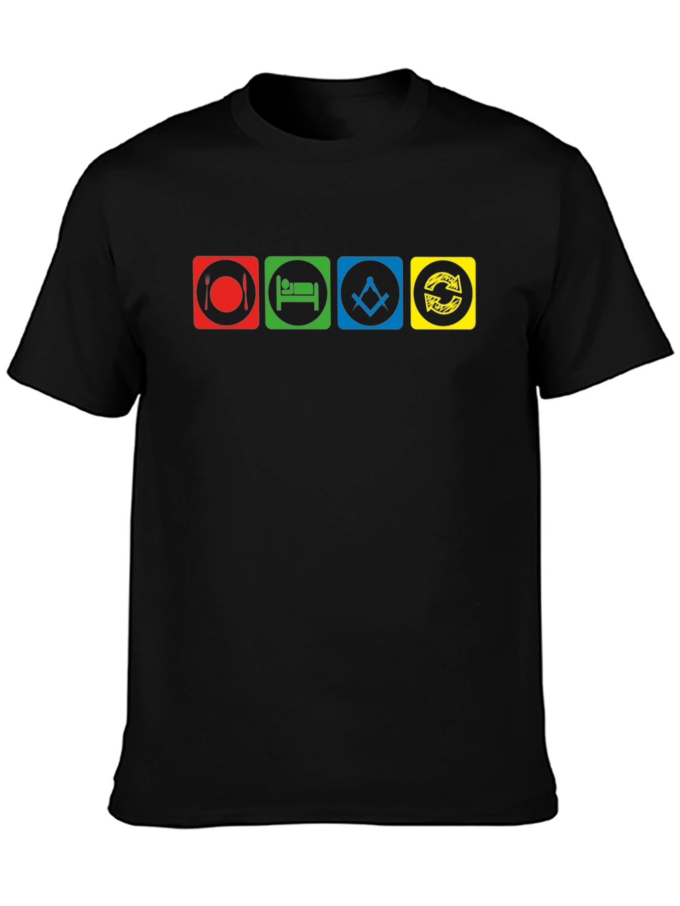 Eat Sleep Masonic Repeat Black T-Shirt