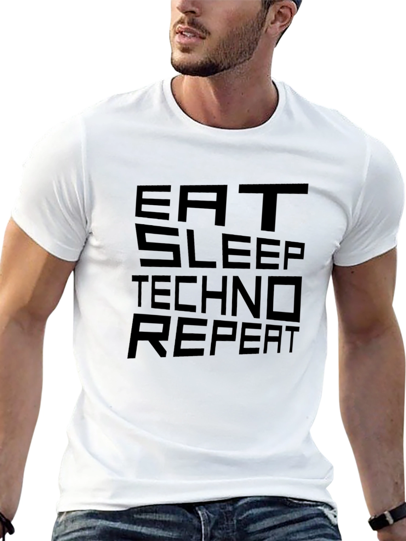 Eat Sleep Techno Repeat Black Graphic Tee