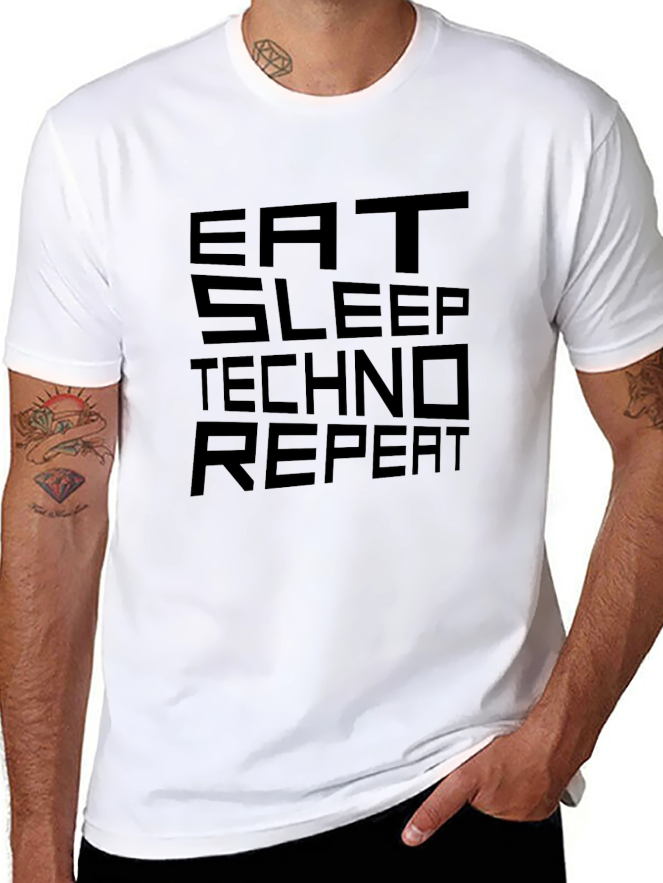 Eat Sleep Techno Repeat Black Graphic Tee