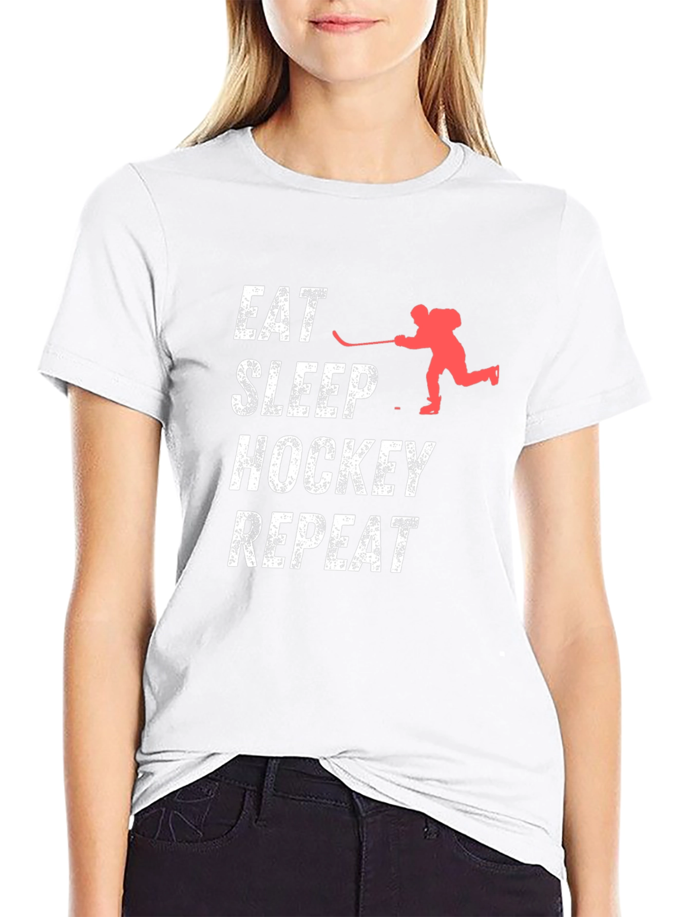 Eat Sleep Hockey Repeat Black T-Shirt