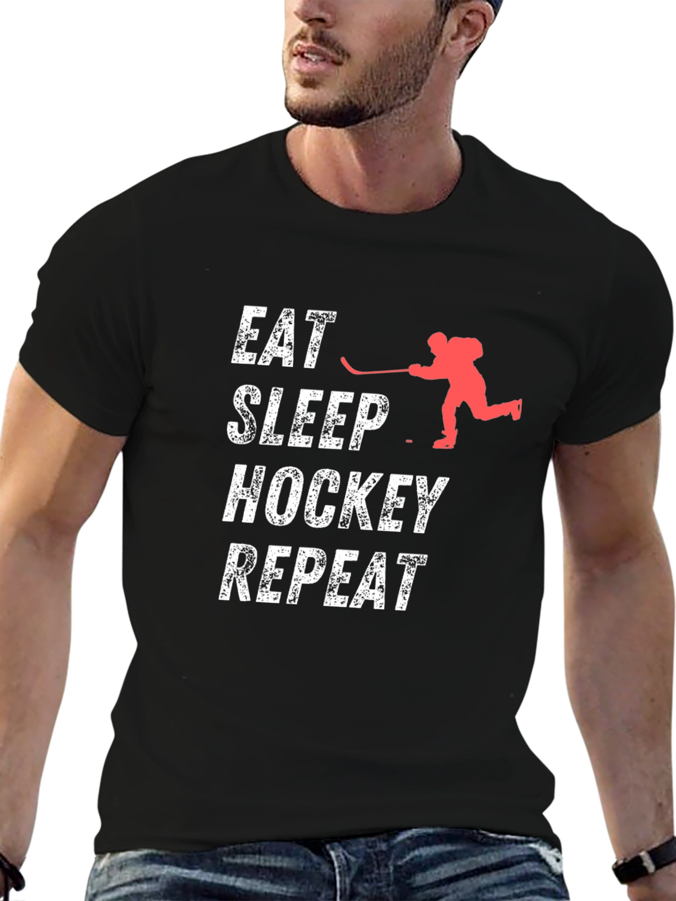 Eat Sleep Hockey Repeat Black T-Shirt