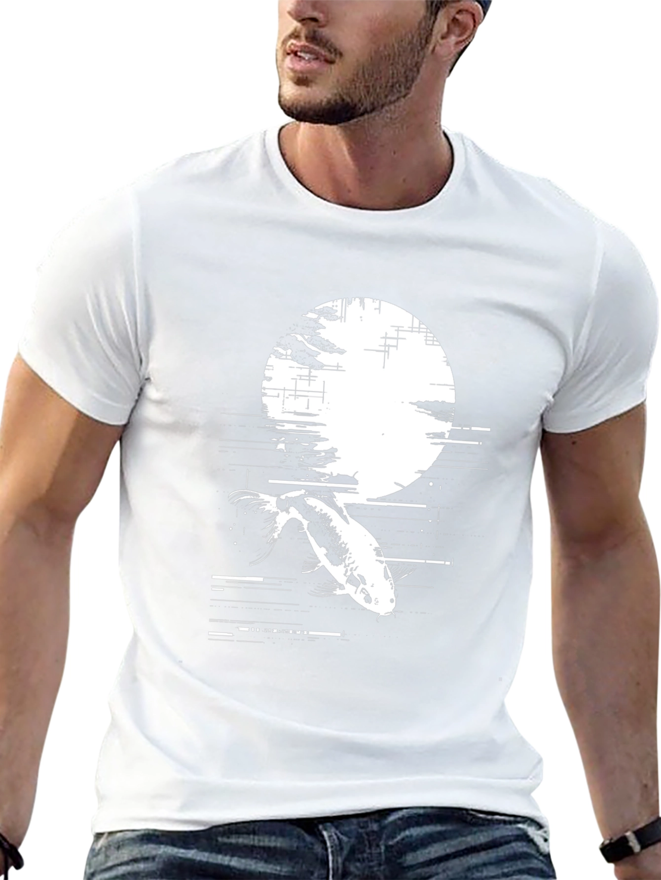 Koi Fish Glitch Black T-Shirt - Unique Graphic Tee