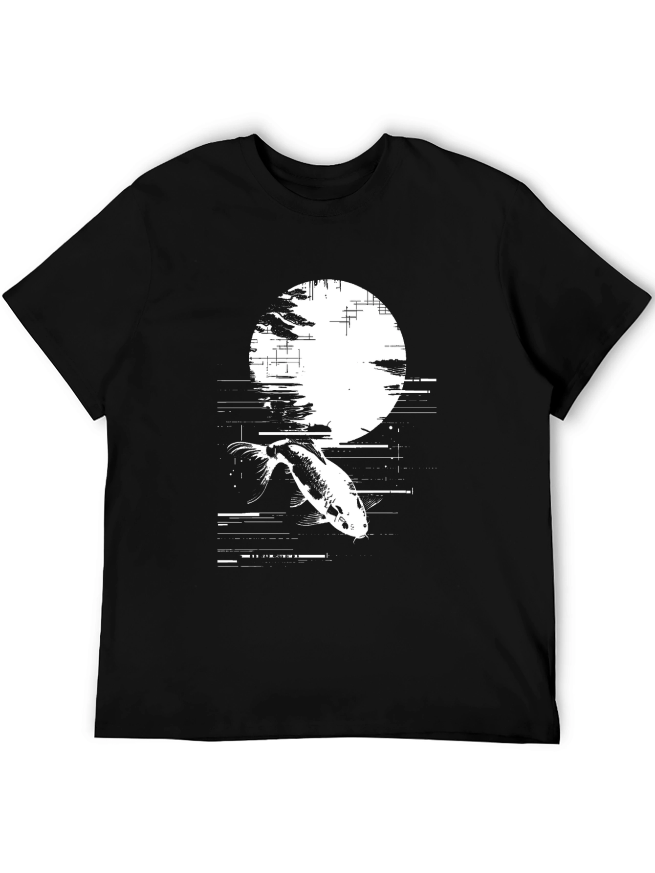 Koi Fish Glitch Black T-Shirt - Unique Graphic Tee