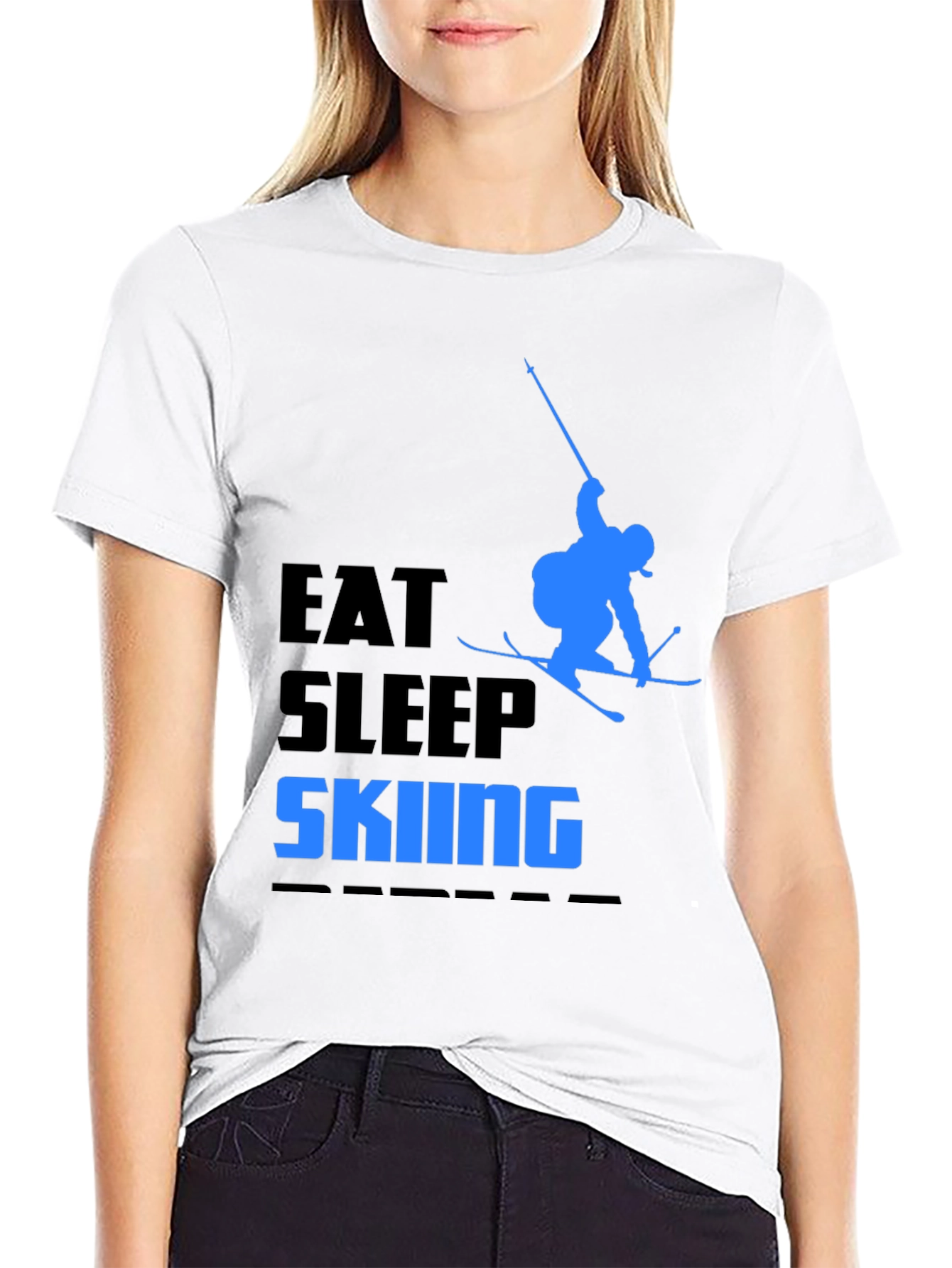 Eat Sleep Skiing Black T-Shirt