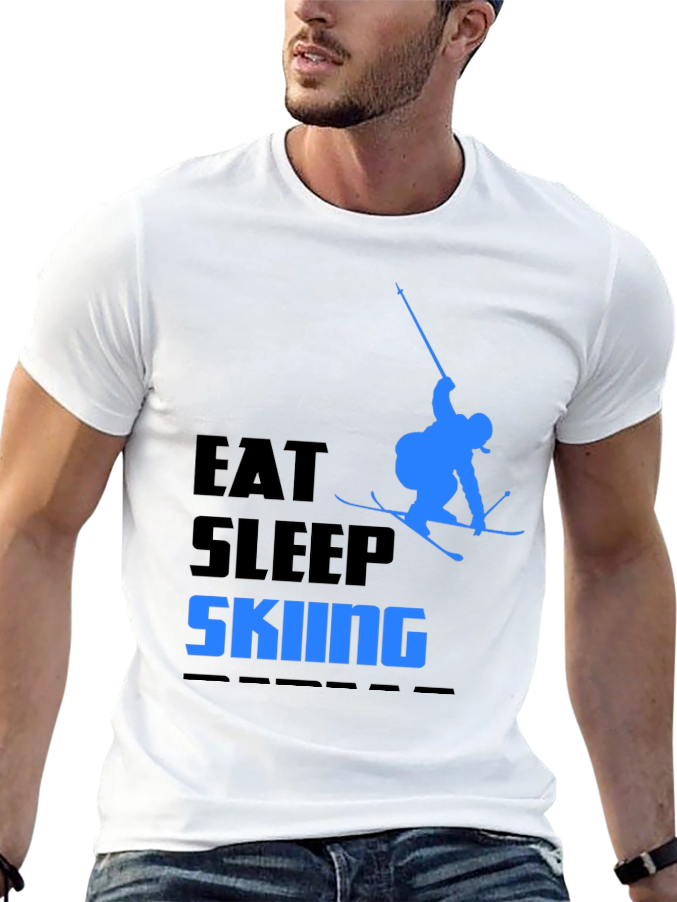 Eat Sleep Skiing Black T-Shirt