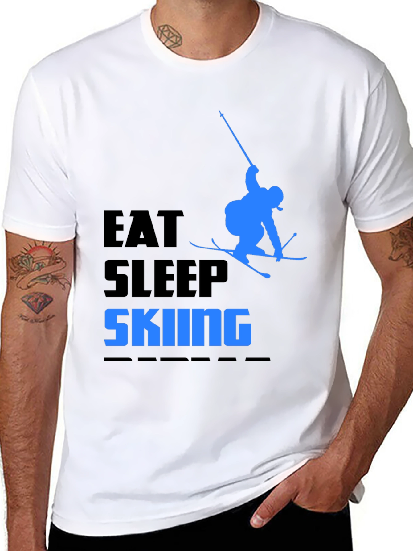 Eat Sleep Skiing Black T-Shirt