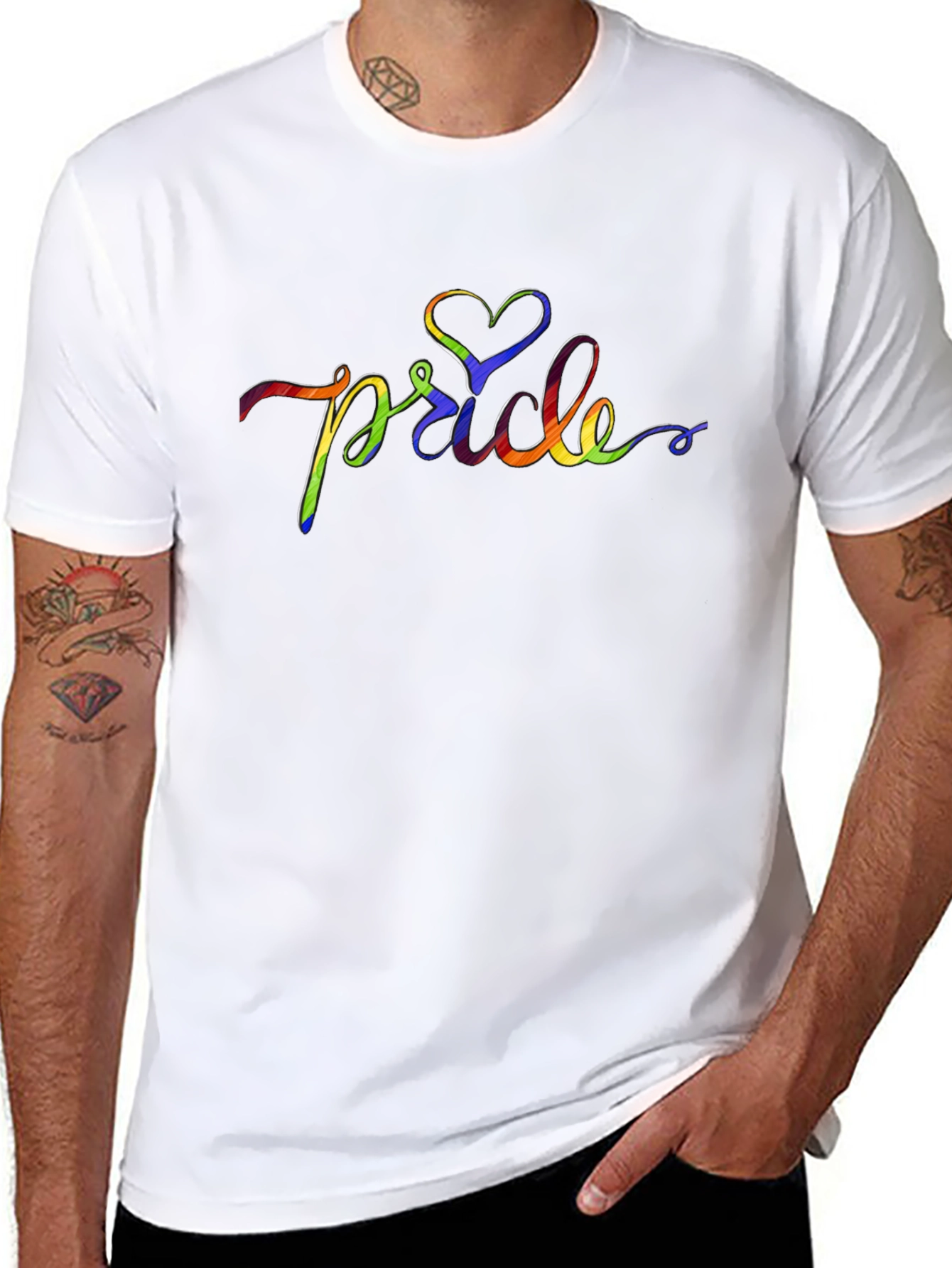 Pride Rainbow Heart T-Shirt - Black