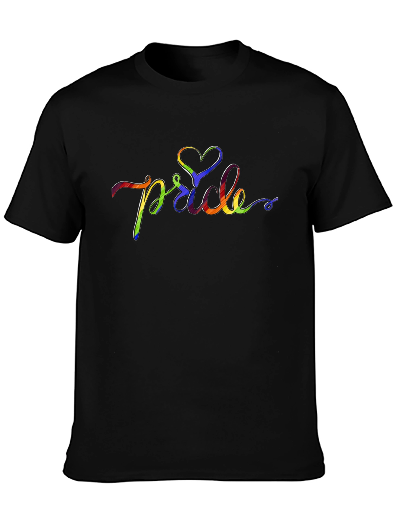 Pride Rainbow Heart T-Shirt - Black